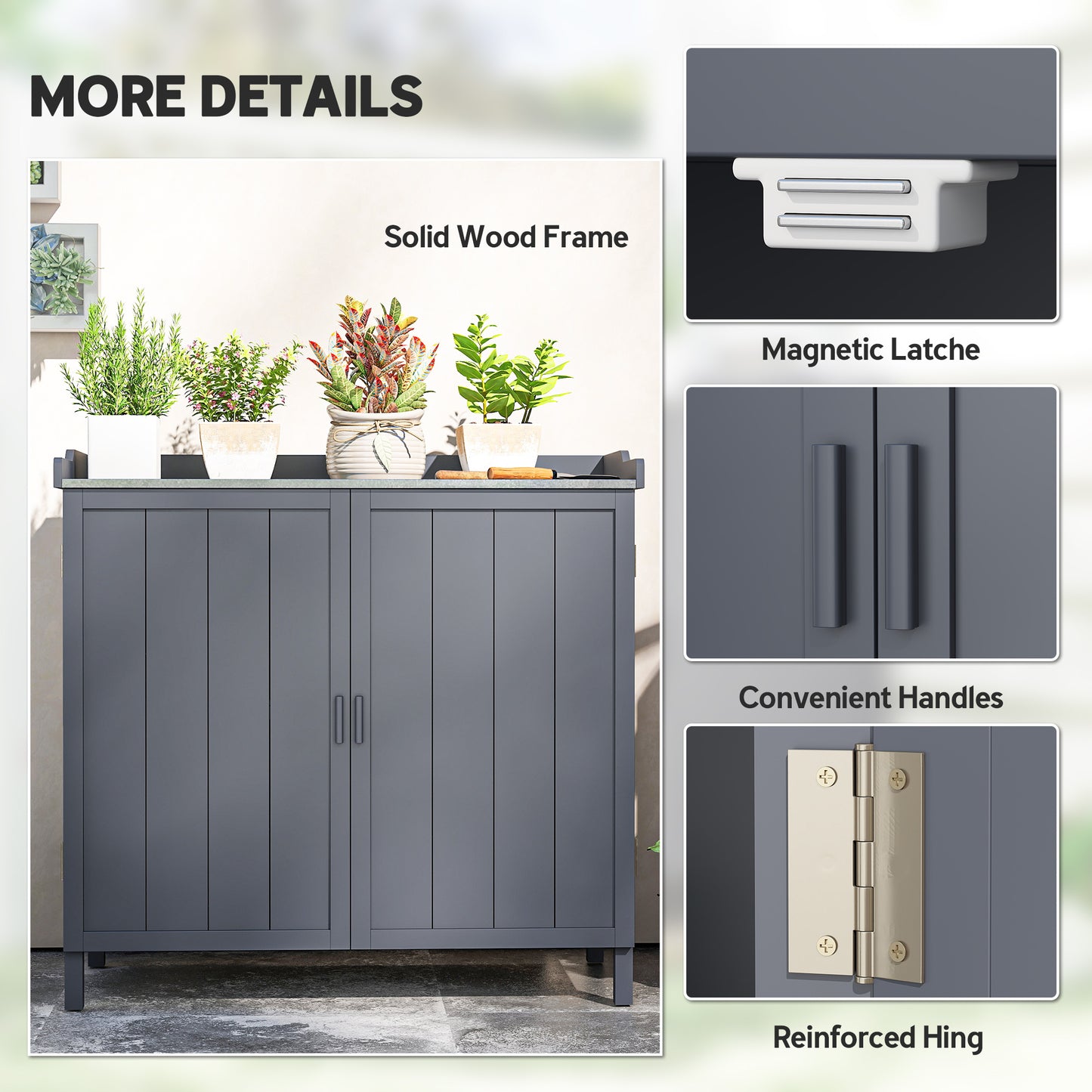 Wood Garden Storage Cabinet, Outdoor Tool Shed