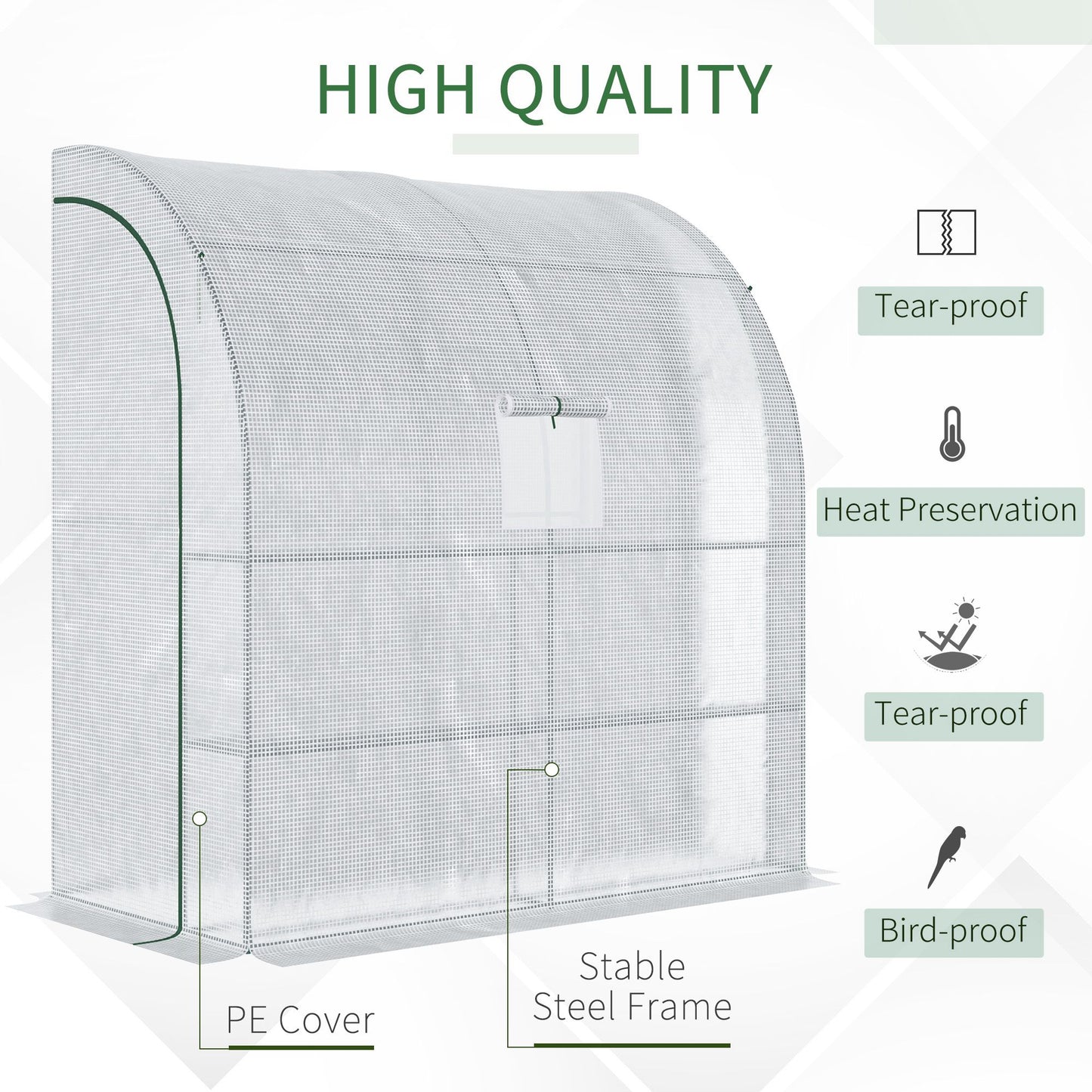 Walk-In Lean to Wall Greenhouse with Windows and Doors