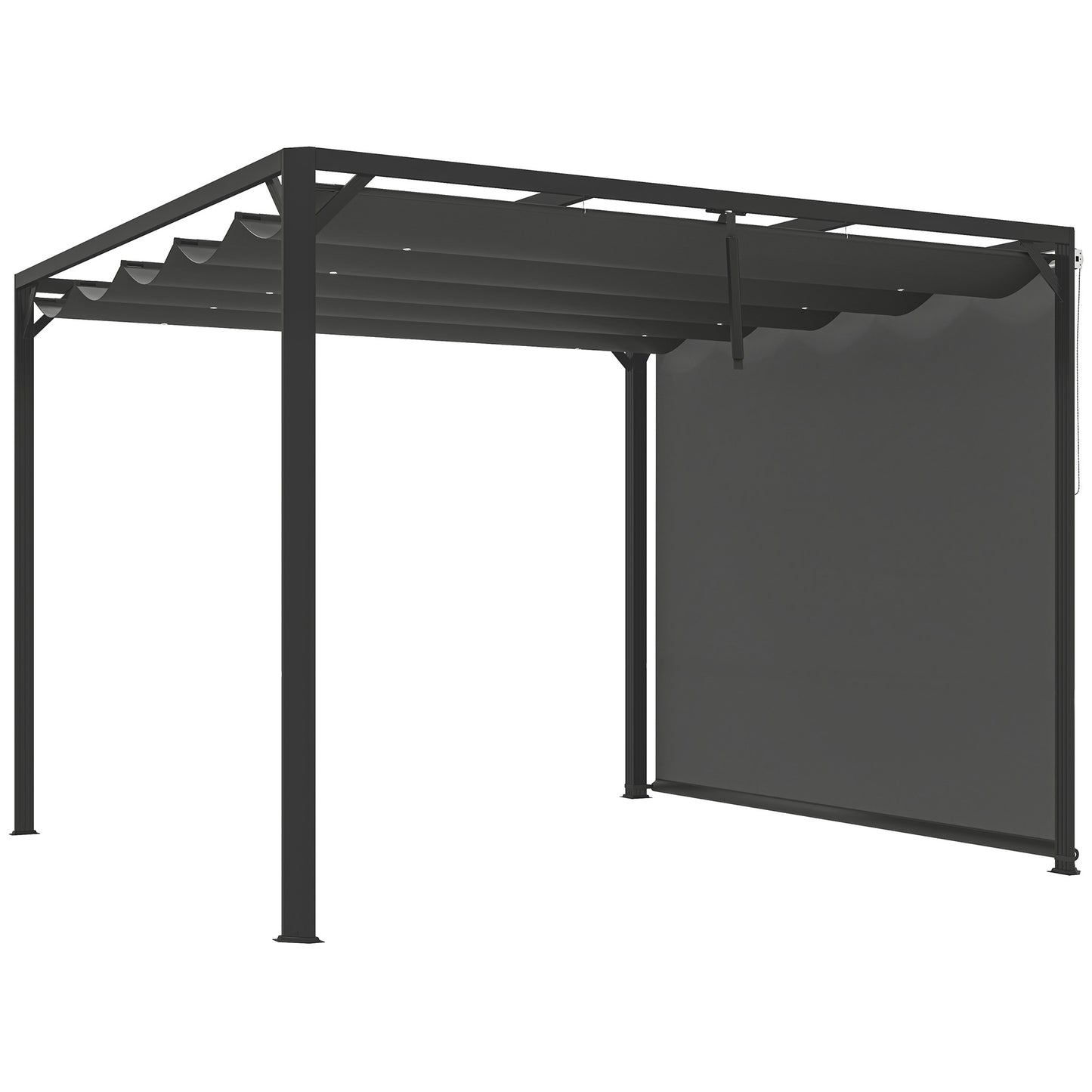 3 x 3m Aluminium Pergola, with Retractable Roof and Wall