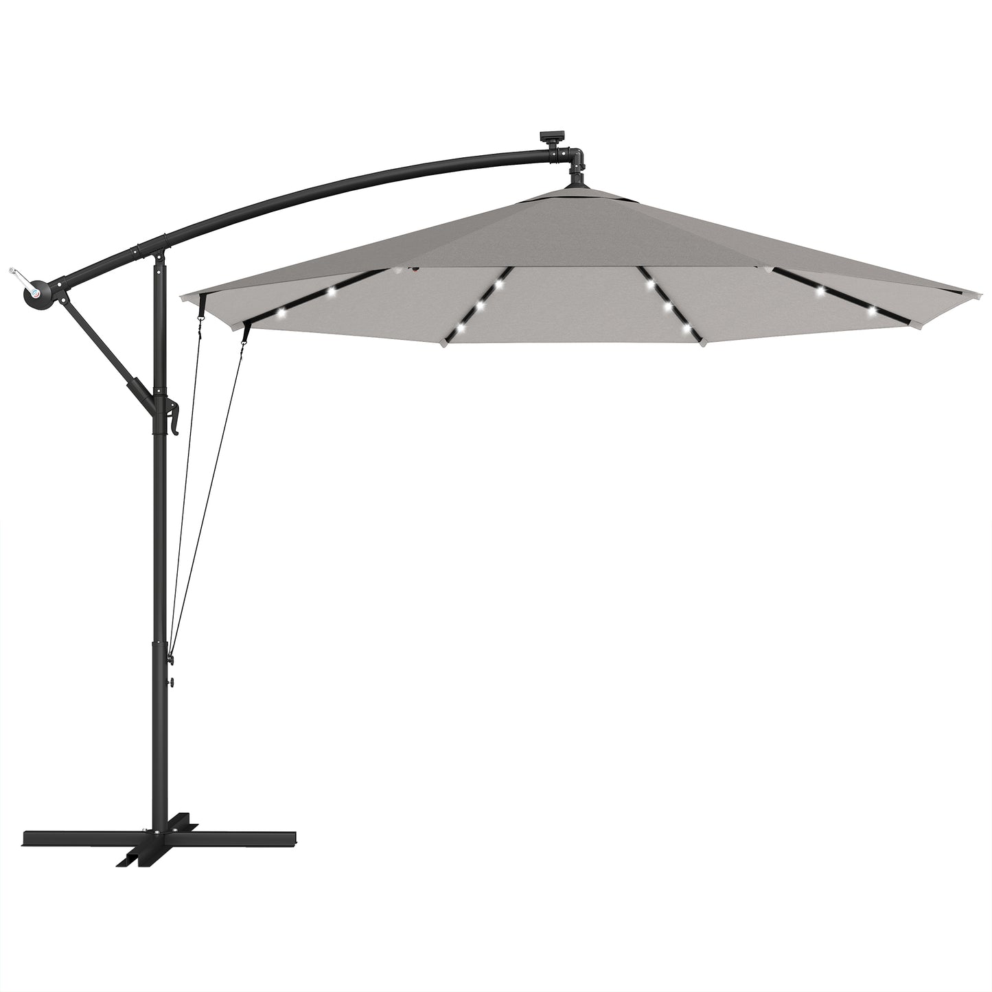 3 m Cantilever Parasol with Solar LED Lights Garden Umbrella