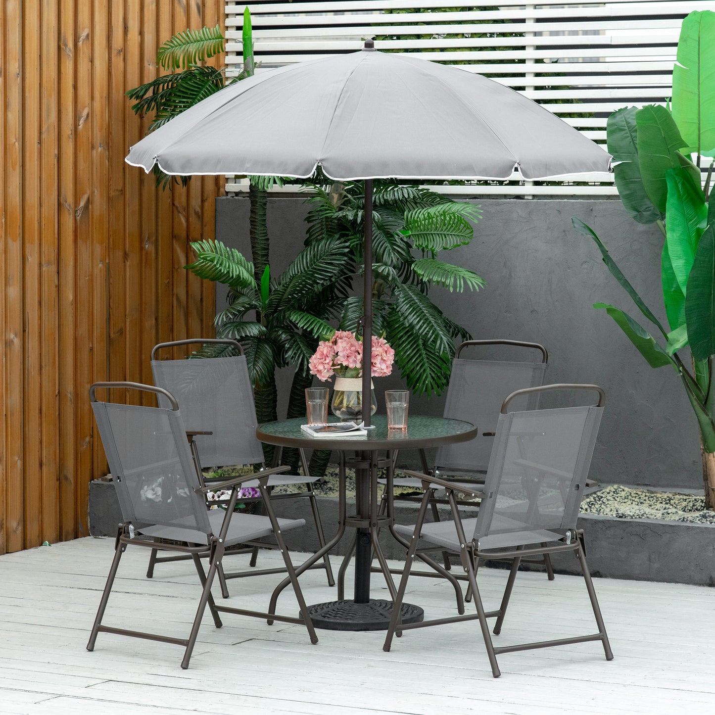 6 Piece Garden Dining Set with Umbrella (1)