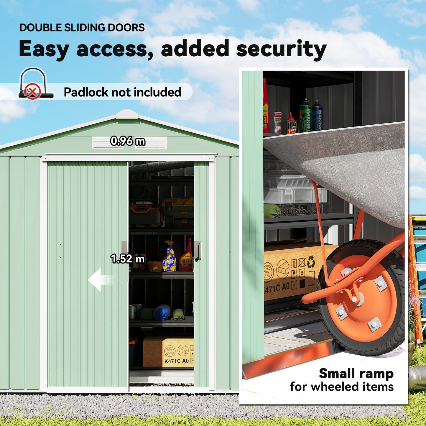 7 x 4ft Metal Garden Shed, Outdoor Storage Tool House