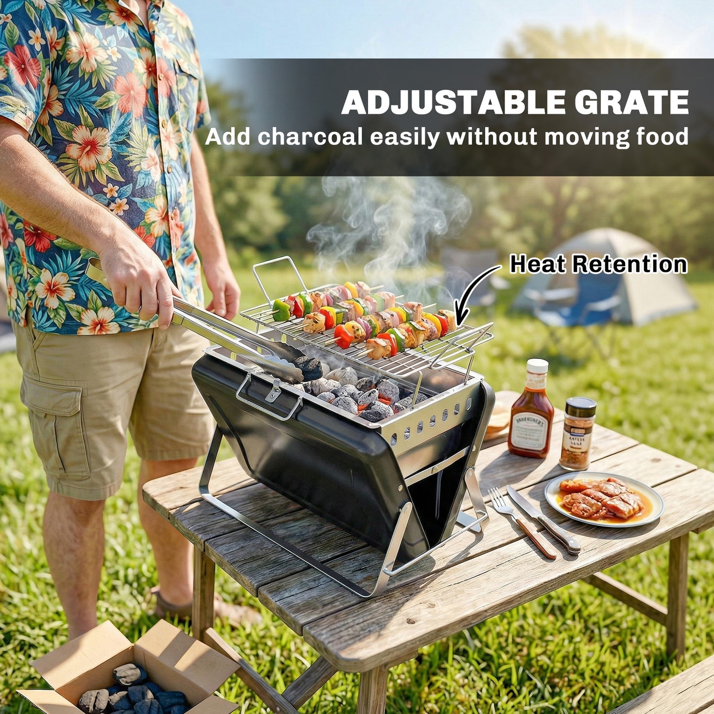 Charcoal BBQ Grill Portable Stainless Steel Barbecue