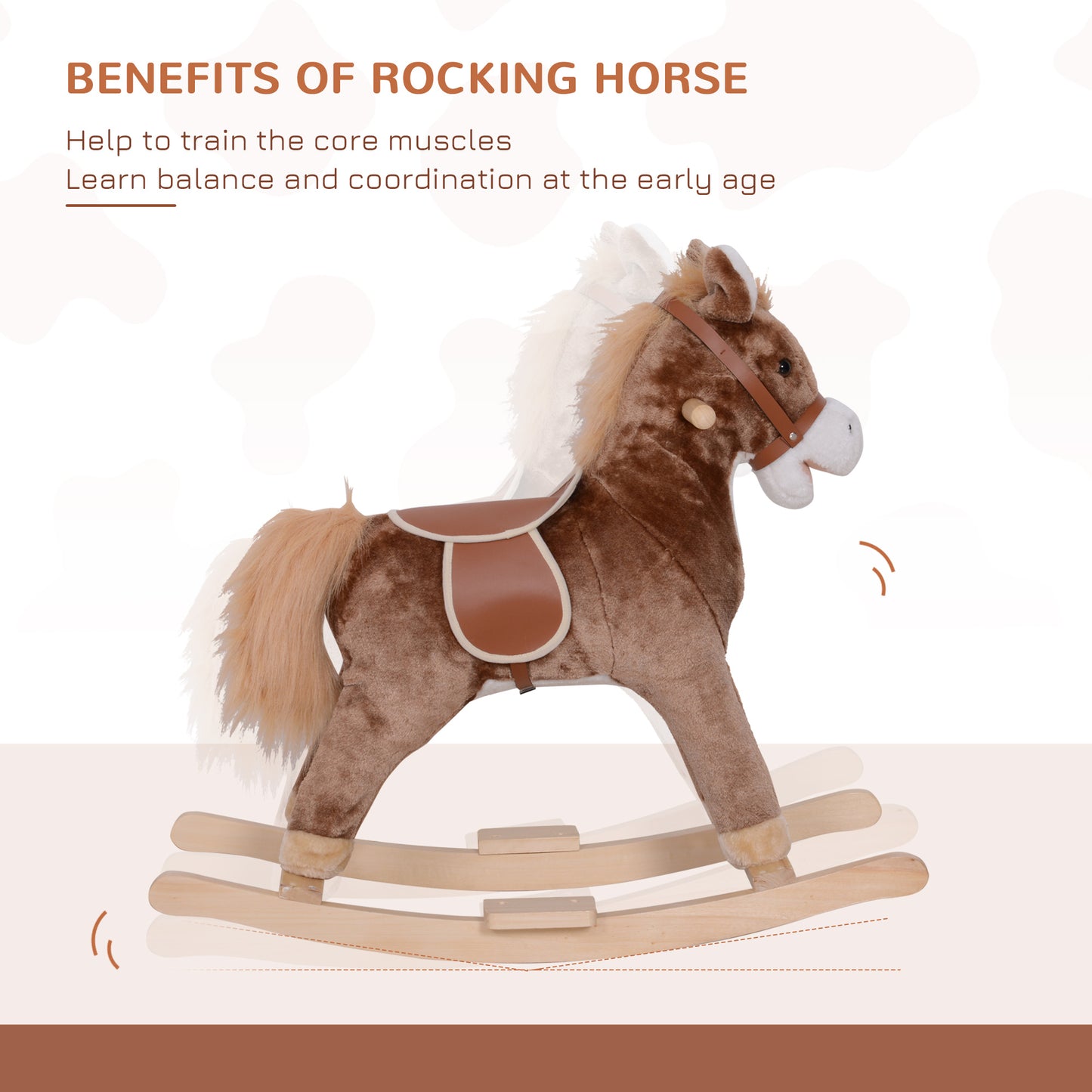Kids Children Plush Rocking Horse Wooden Base Ride On Toy Rocker