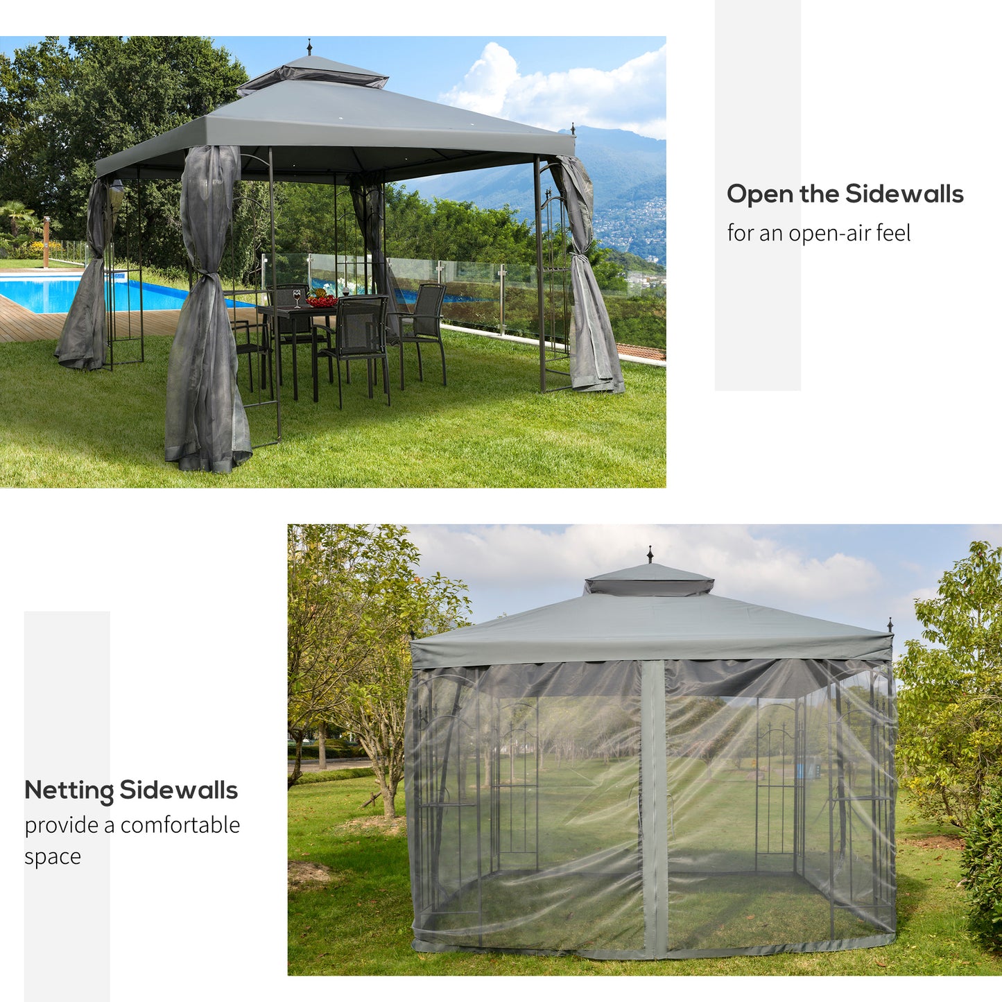 3(M)x3(M) Garden Gazebo Double Top Outdoor Canopy Patio Event Party
