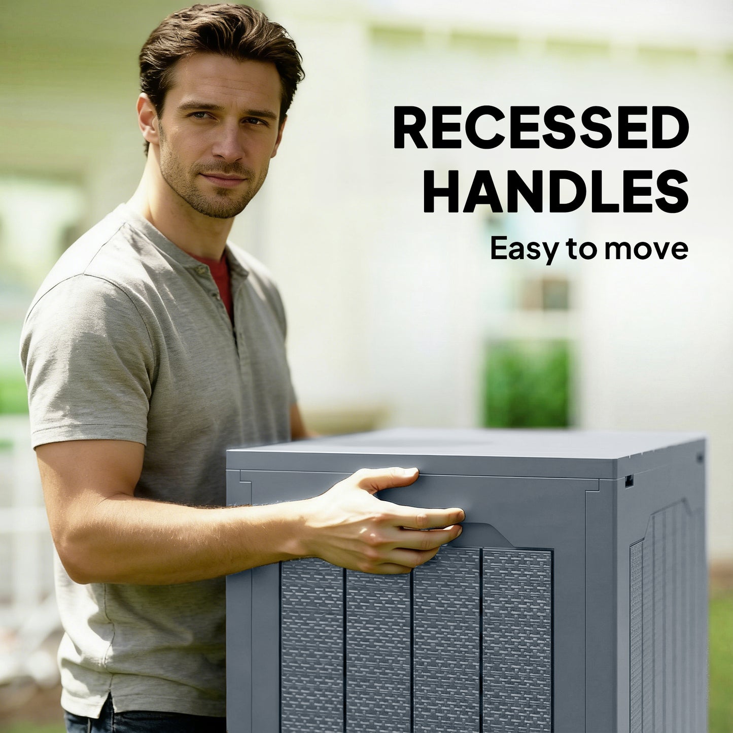 93L Plastic Garden Storage Box, Outdoor Storage Box with Handles