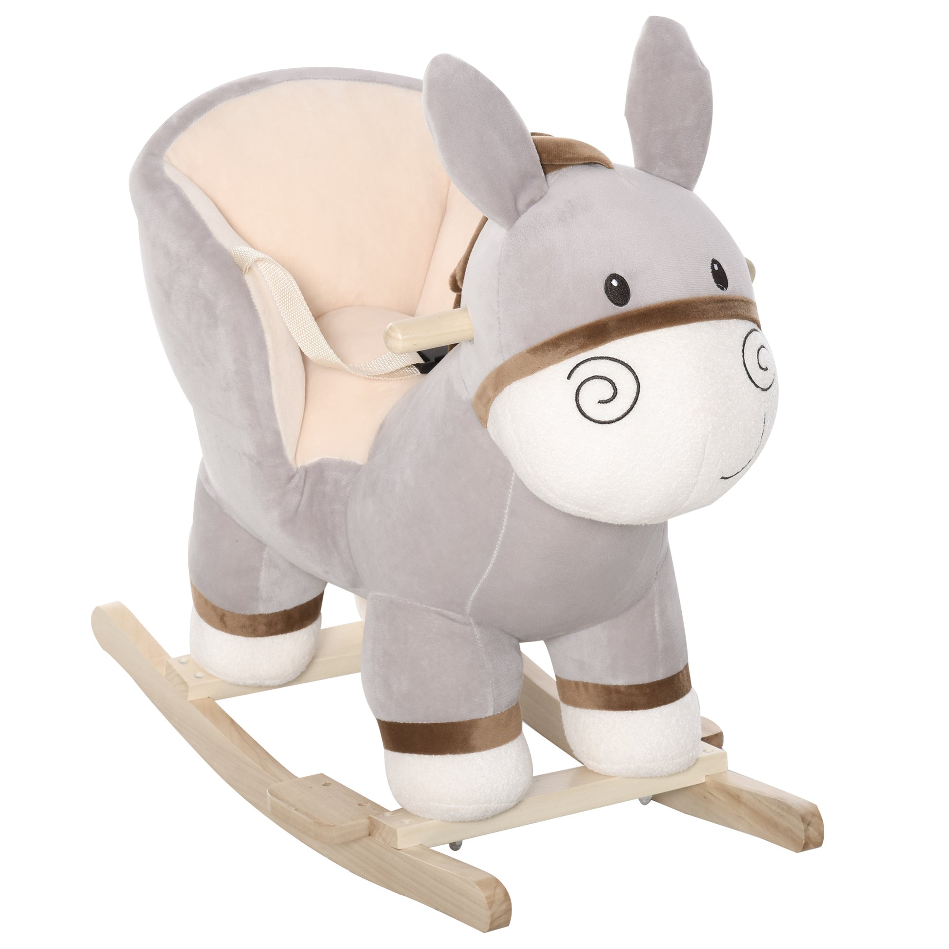 Kids Rocking Horse, Children Plush Ride On Donkey Animal Rocker w/