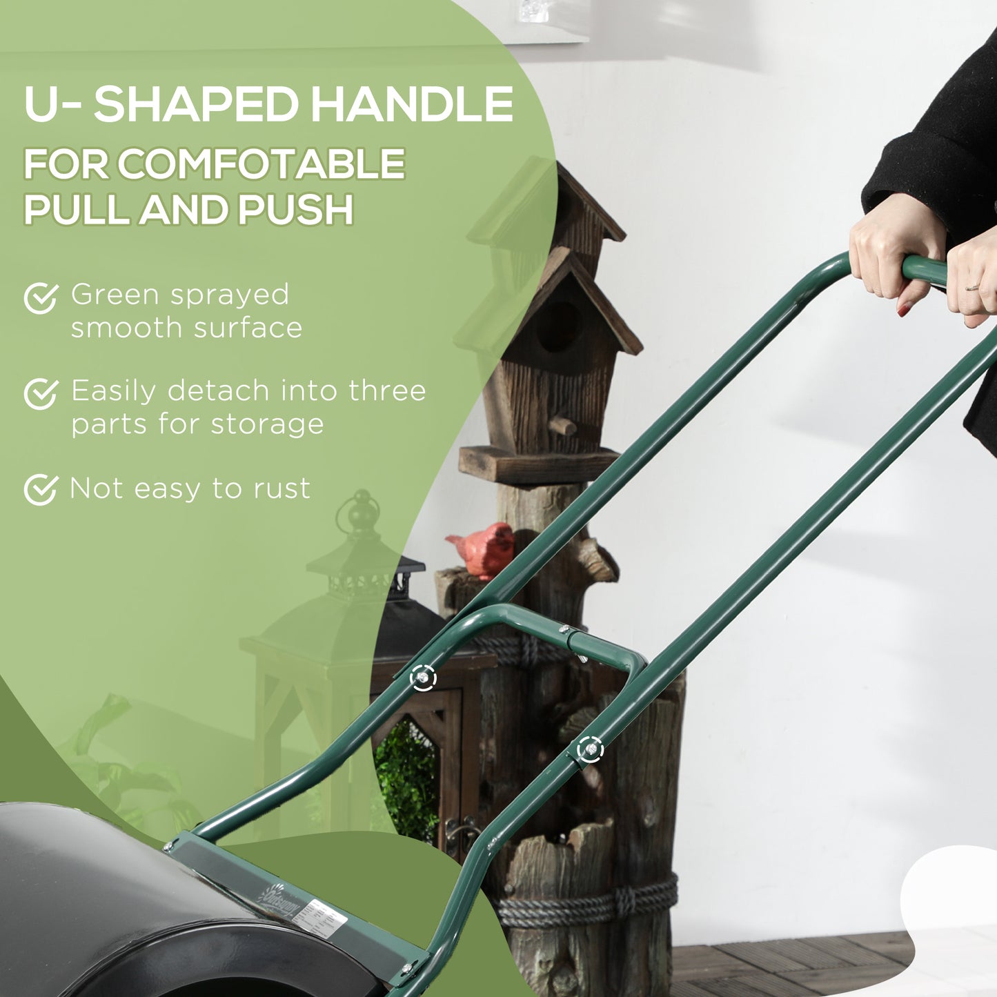 φ50cm Steel Garden Lawn Roller Push Pull w/ Fillable Cylinder Water