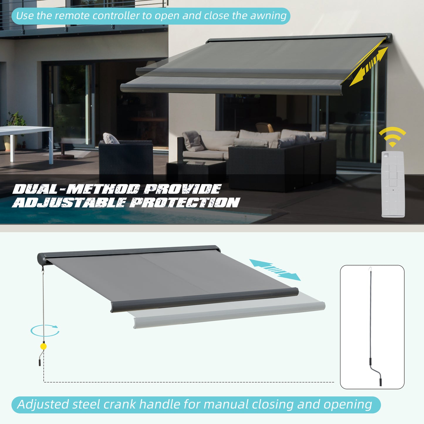 Cassette Electric Manual Awning Door Window Retractable Canopy w/