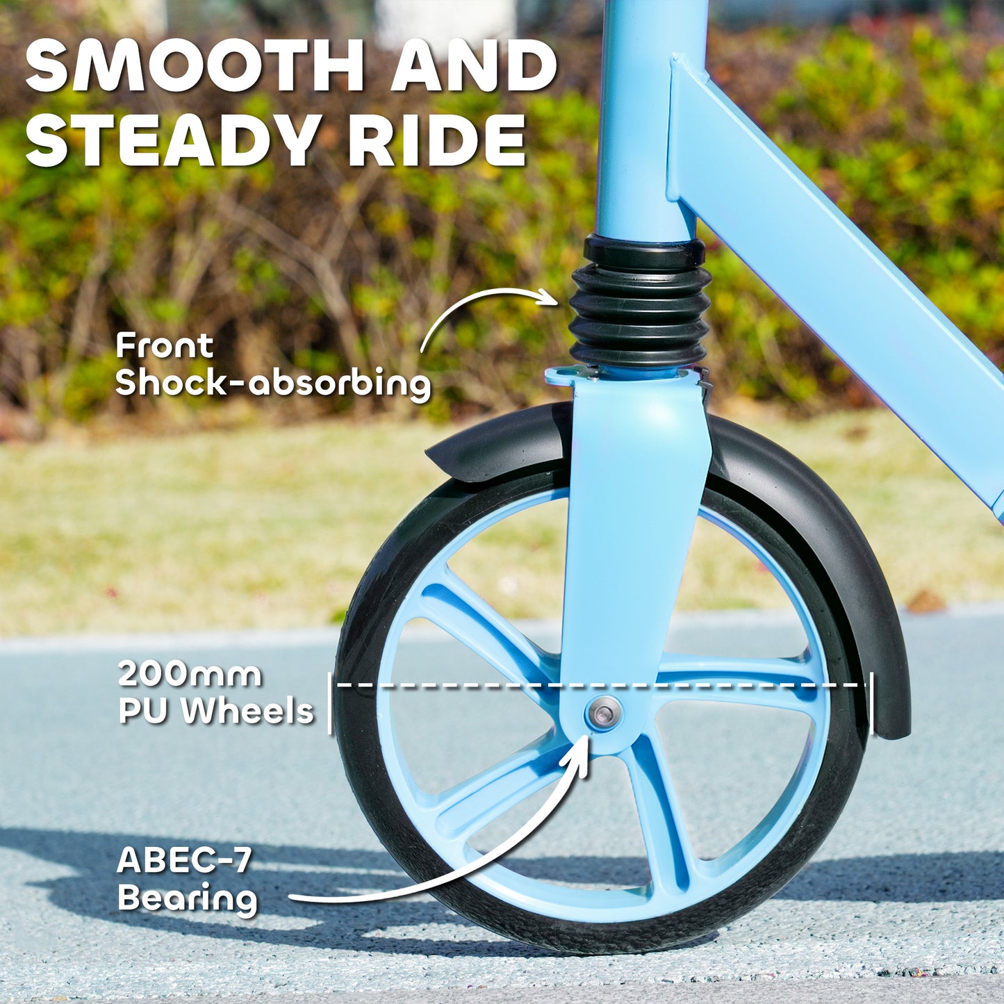 Foldable Kids Scooter with Adjustable Handlebar, 200mm Big Wheel