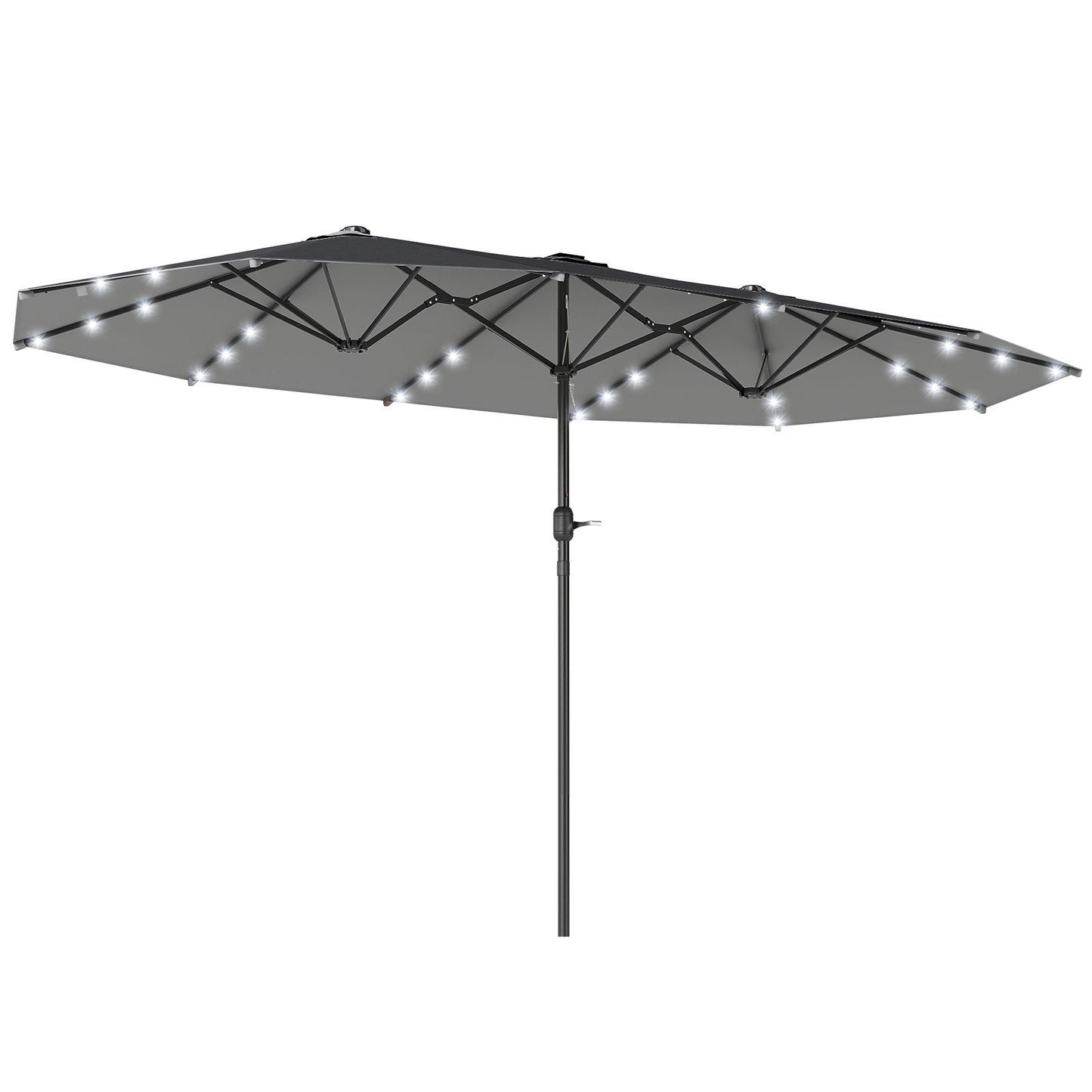 4.4m Double-Sided Sun Umbrella Patio Parasol LED Solar Lights