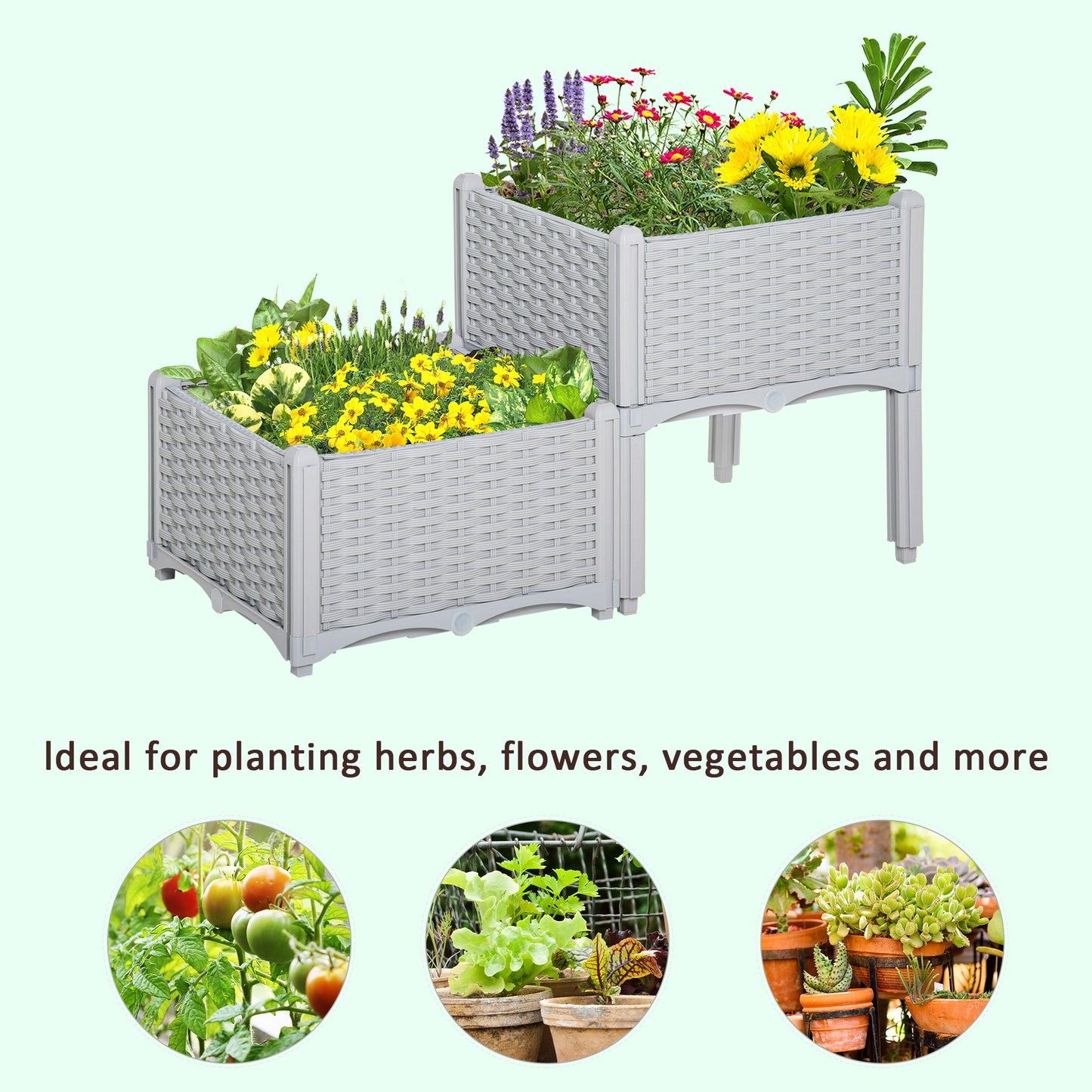 Set of Two Rattan-Effect Planters