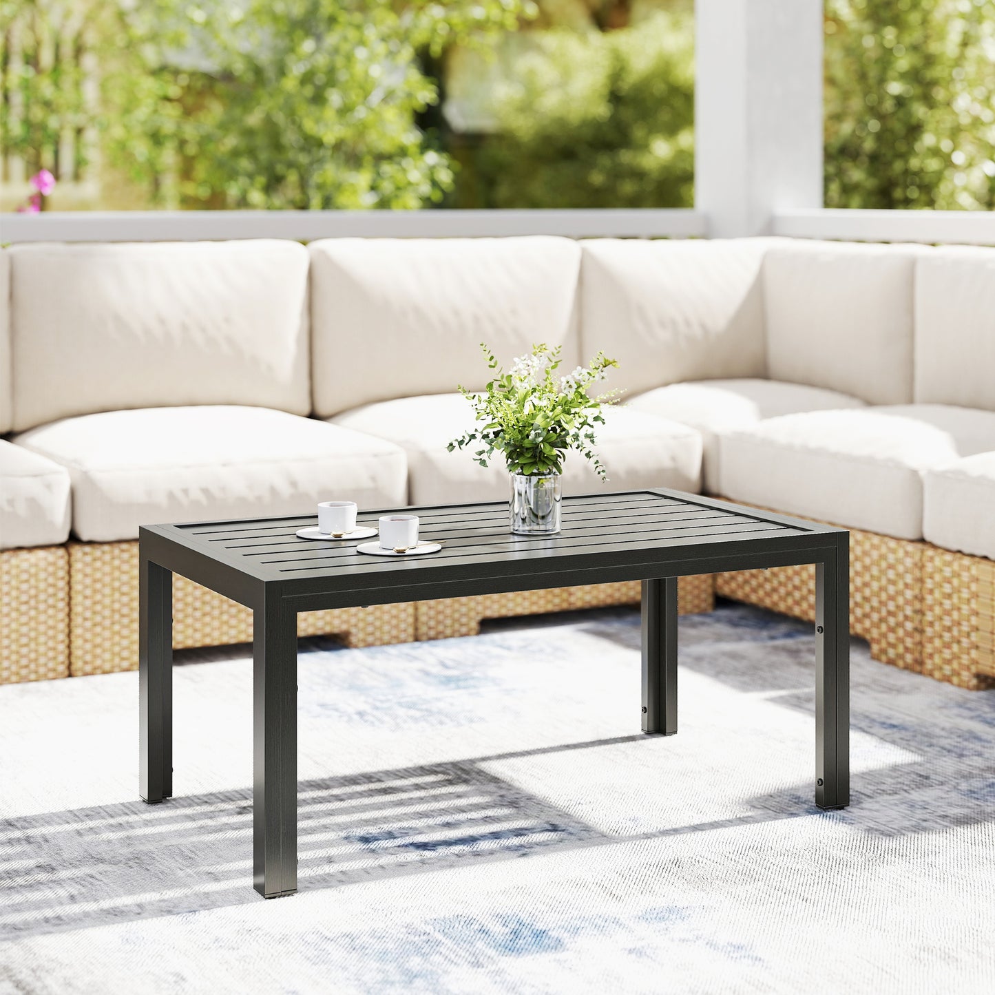 Outdoor Side Table, Rectangular Patio Coffee Side Table