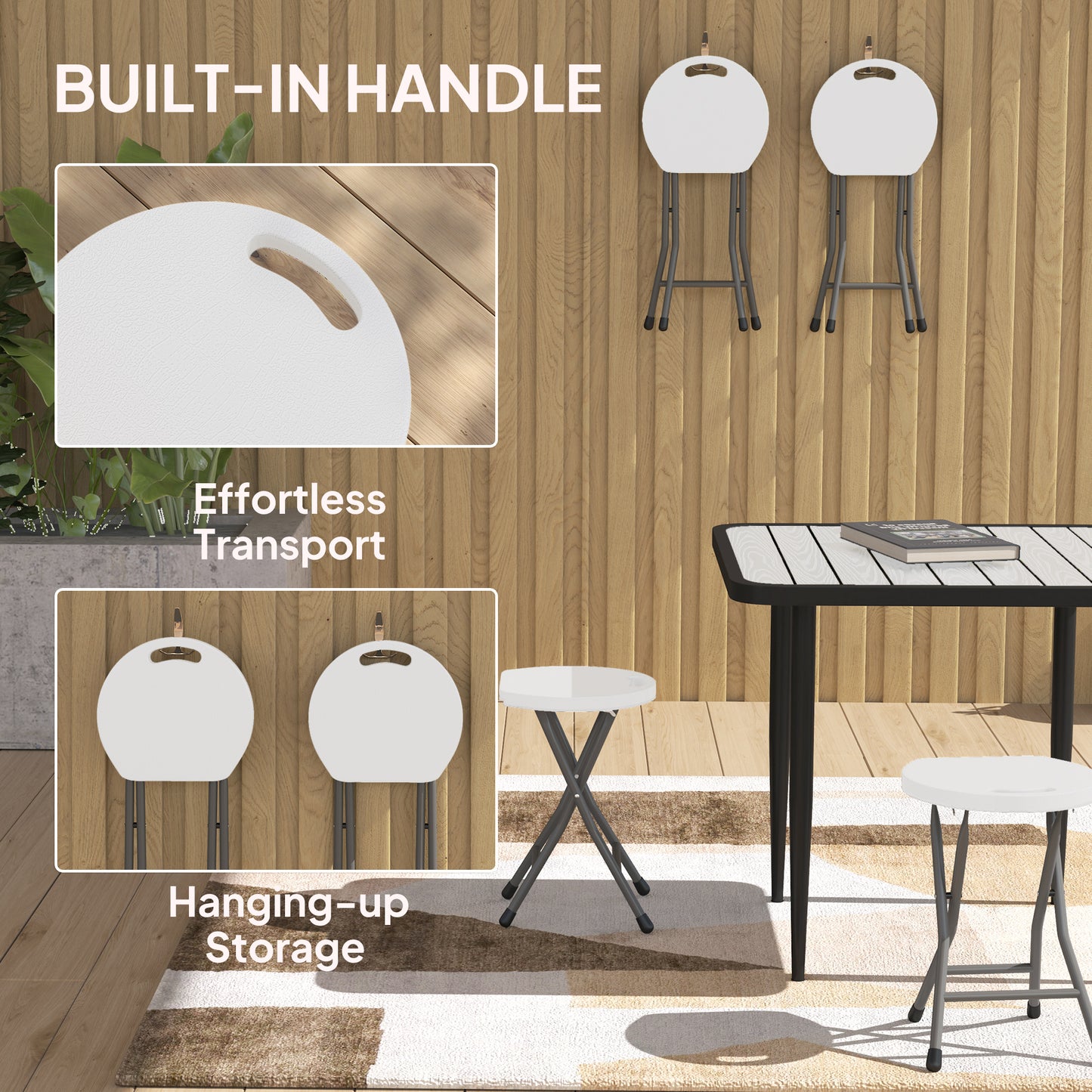 Set of Four Folding Carry Stools