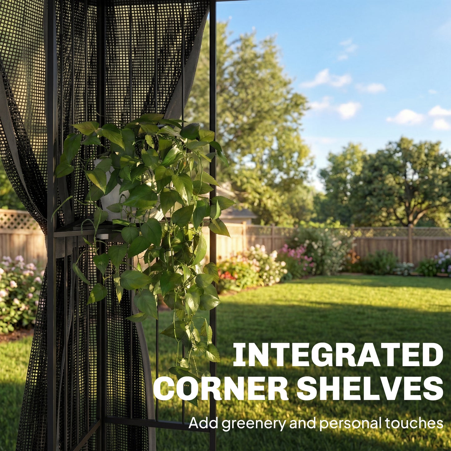 3 x 3 m Outdoor Garden Gazebo with Post Shelves