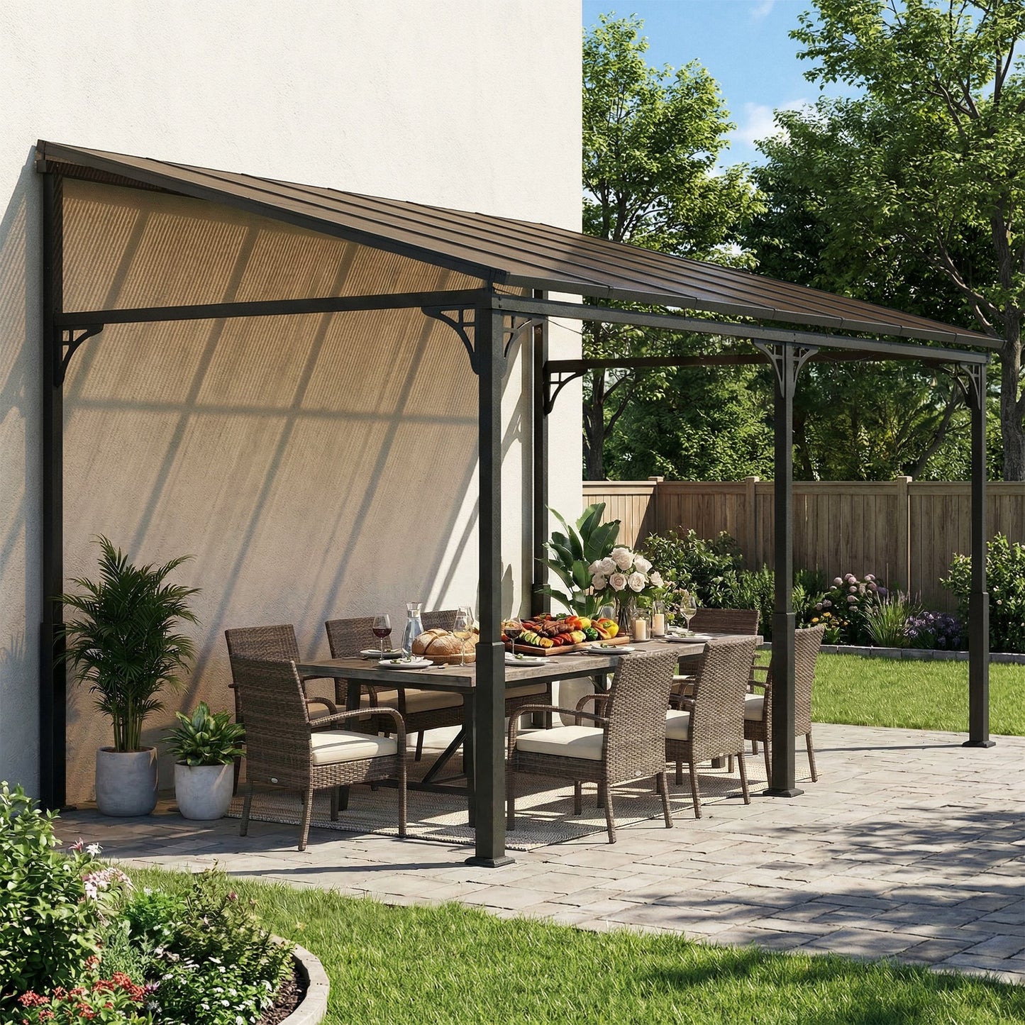 4 x 3 m Metal Lean-to Pergola (1)