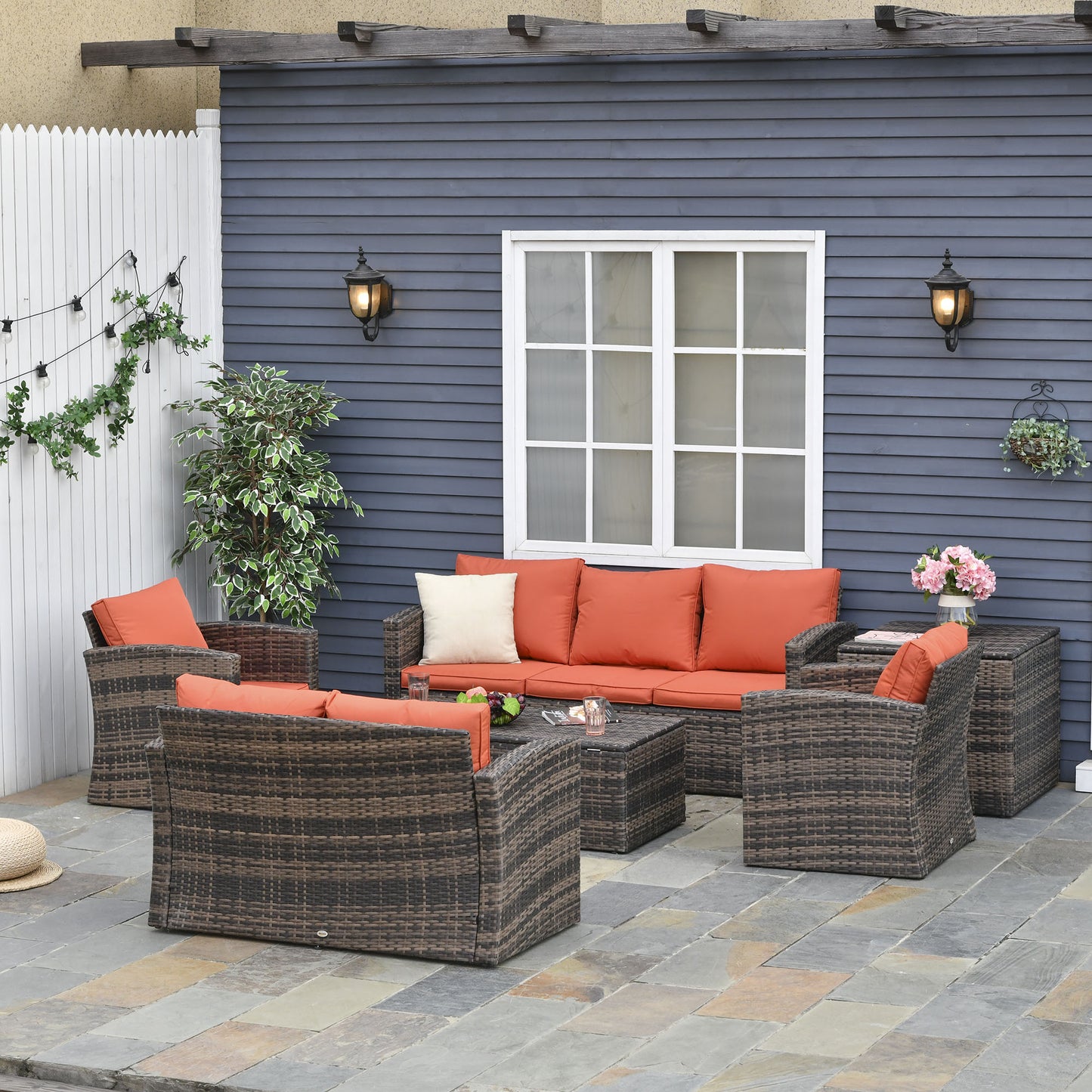 6 Pieces Rattan Garden Furniture Set