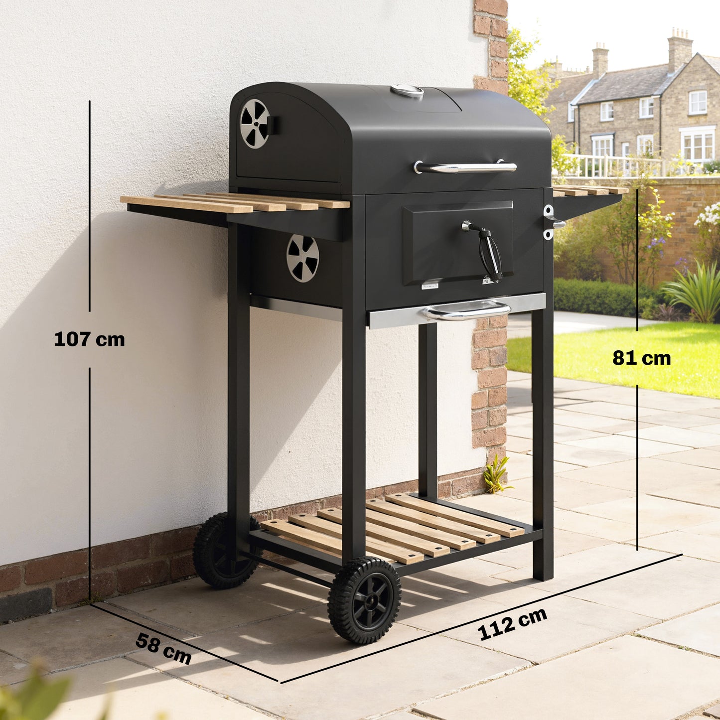 Charcoal BBQ Grill with Height Adjustable Charcoal Pan