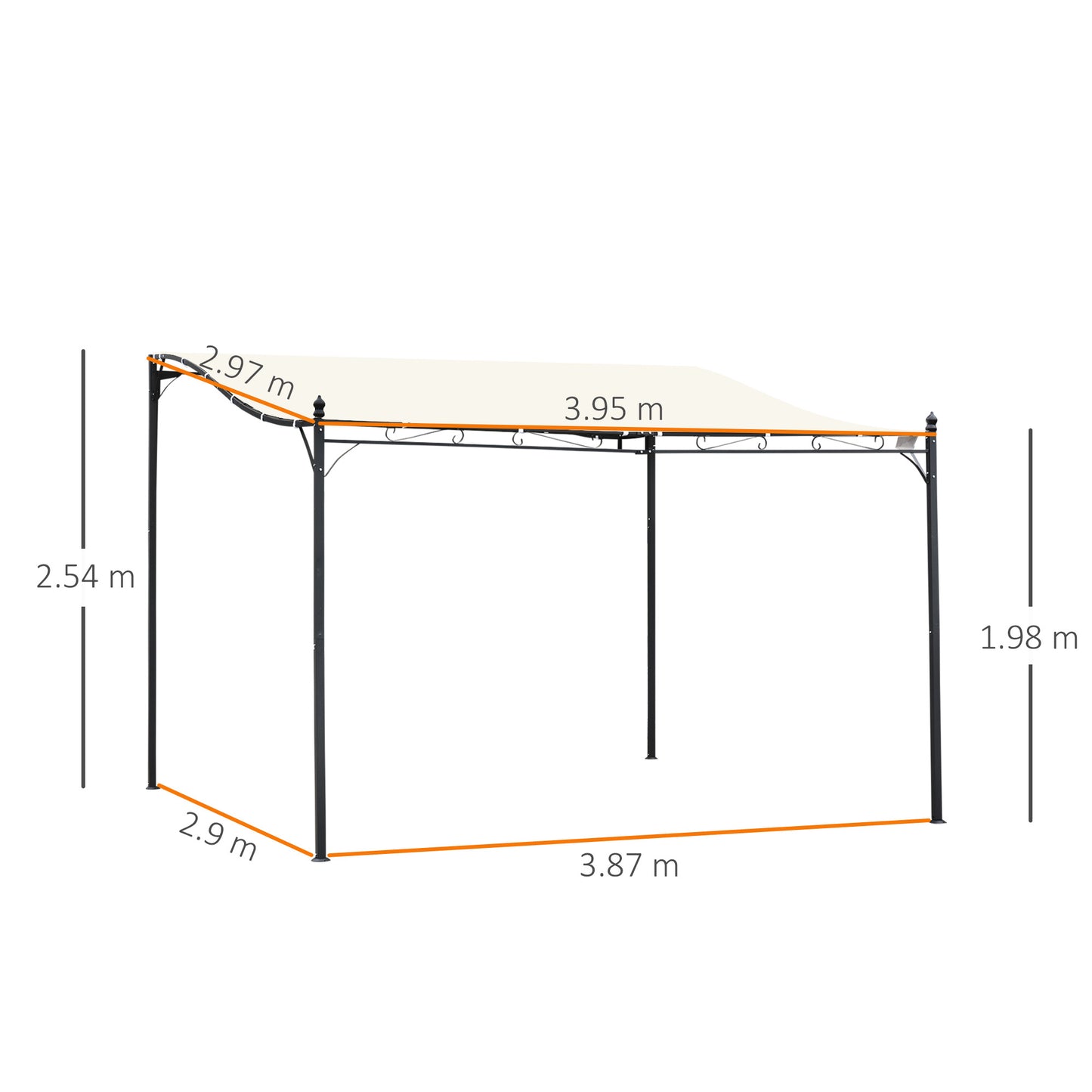 4 x 3 Meters Canopy Metal Wall Gazebo Awning Garden Marquee Shelter