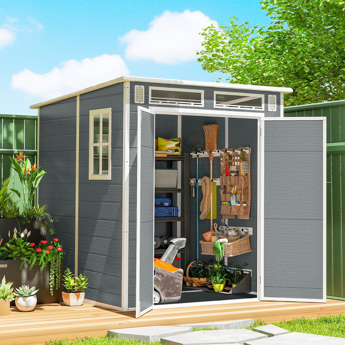 6 x 6 ft Plastic Garden Shed