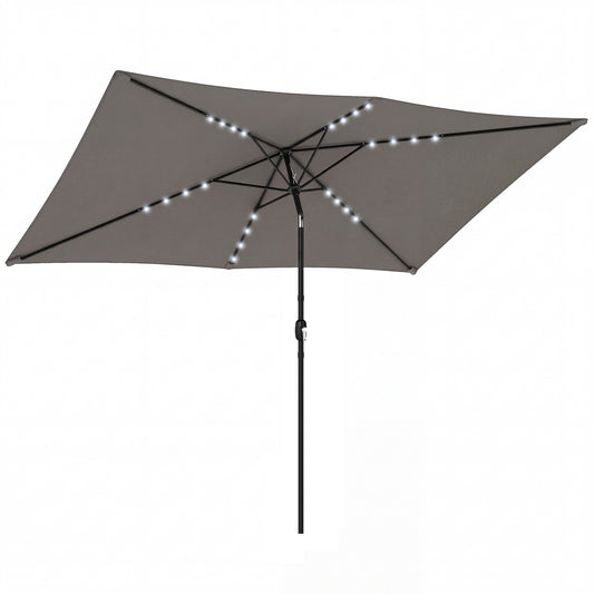 3 x 2 m Garden Parasol Umbrella with LED Solar Light, Parasol Cover