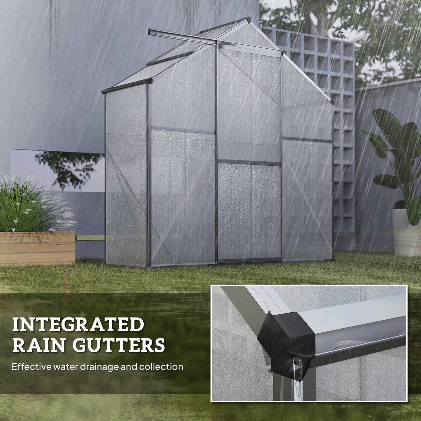 6 x 2.5ft Polycarbonate Greenhouse Walk-In Green House