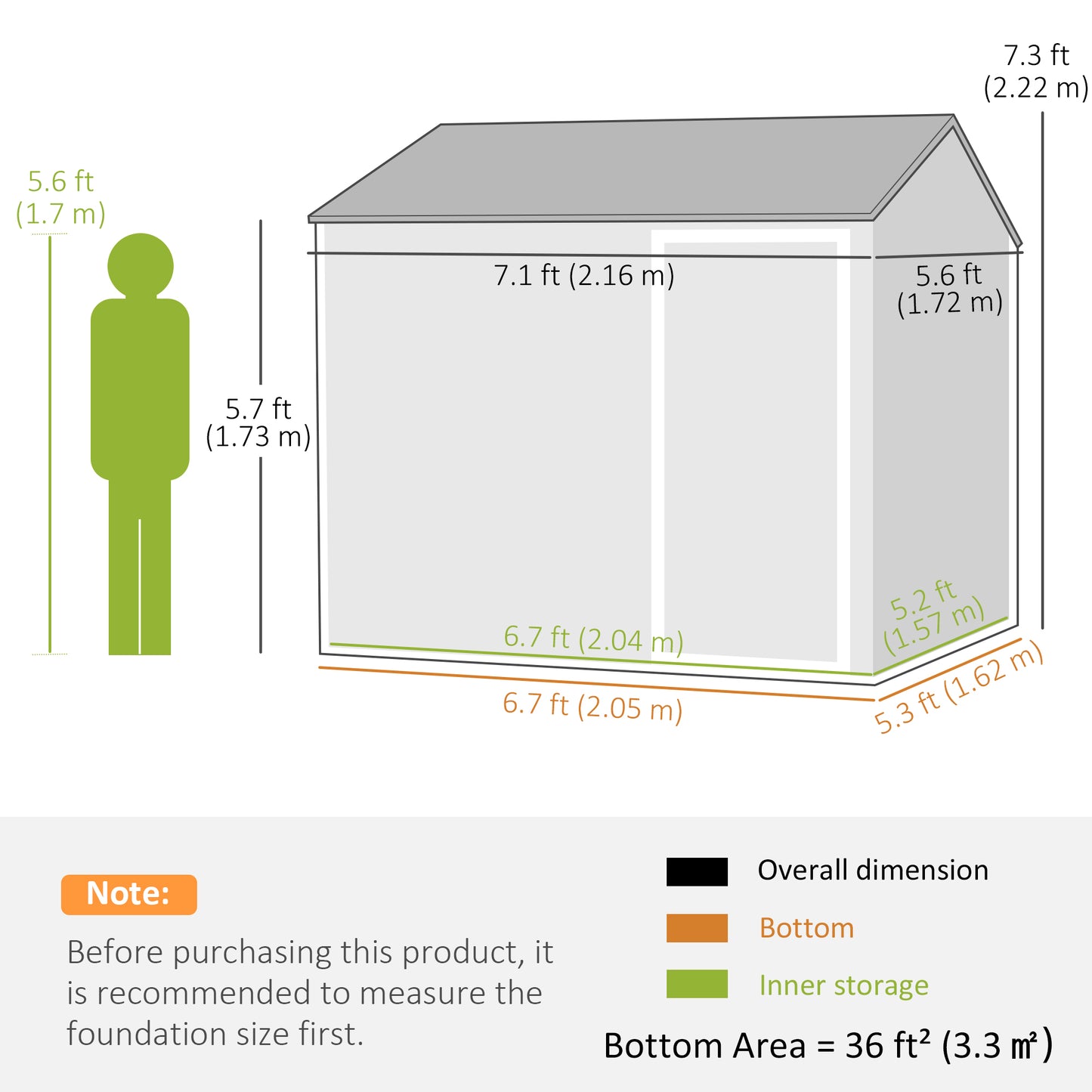 7 x 6ft Galvanised Garden Shed with Latch and Galvanised Steel Frame