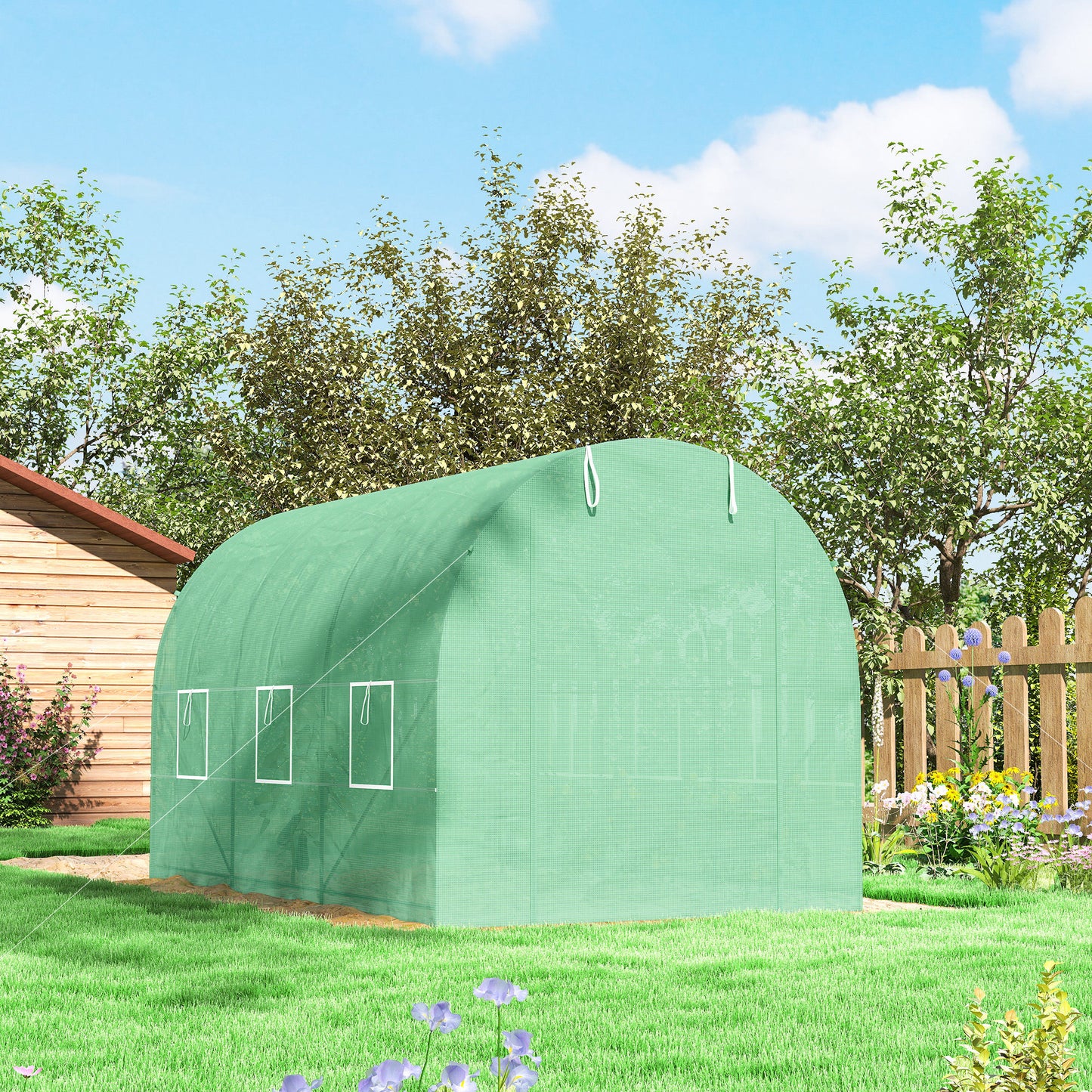 3.5 x 2m Walk-In Polytunnel Greenhouse, with Steel Frame, PE Cover