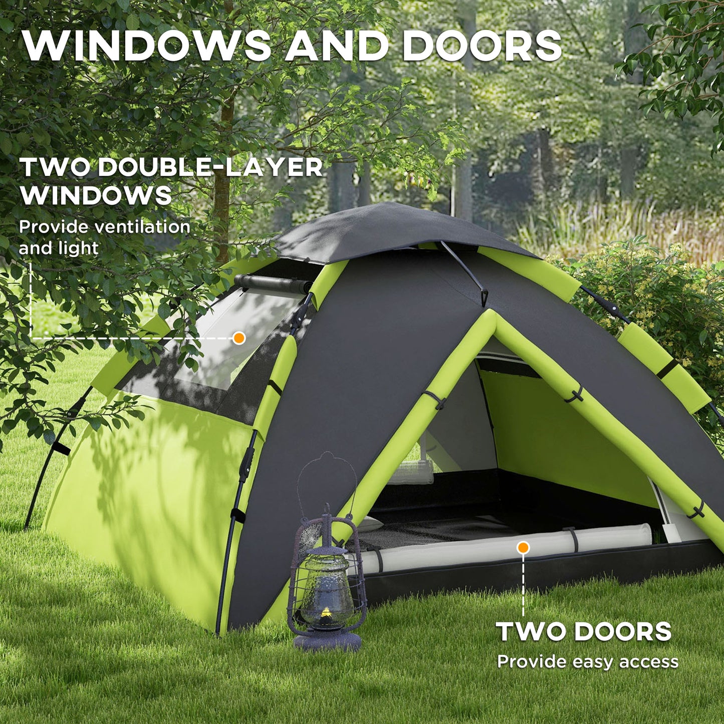 Two-Man One Room Camping Tent, with Accessories