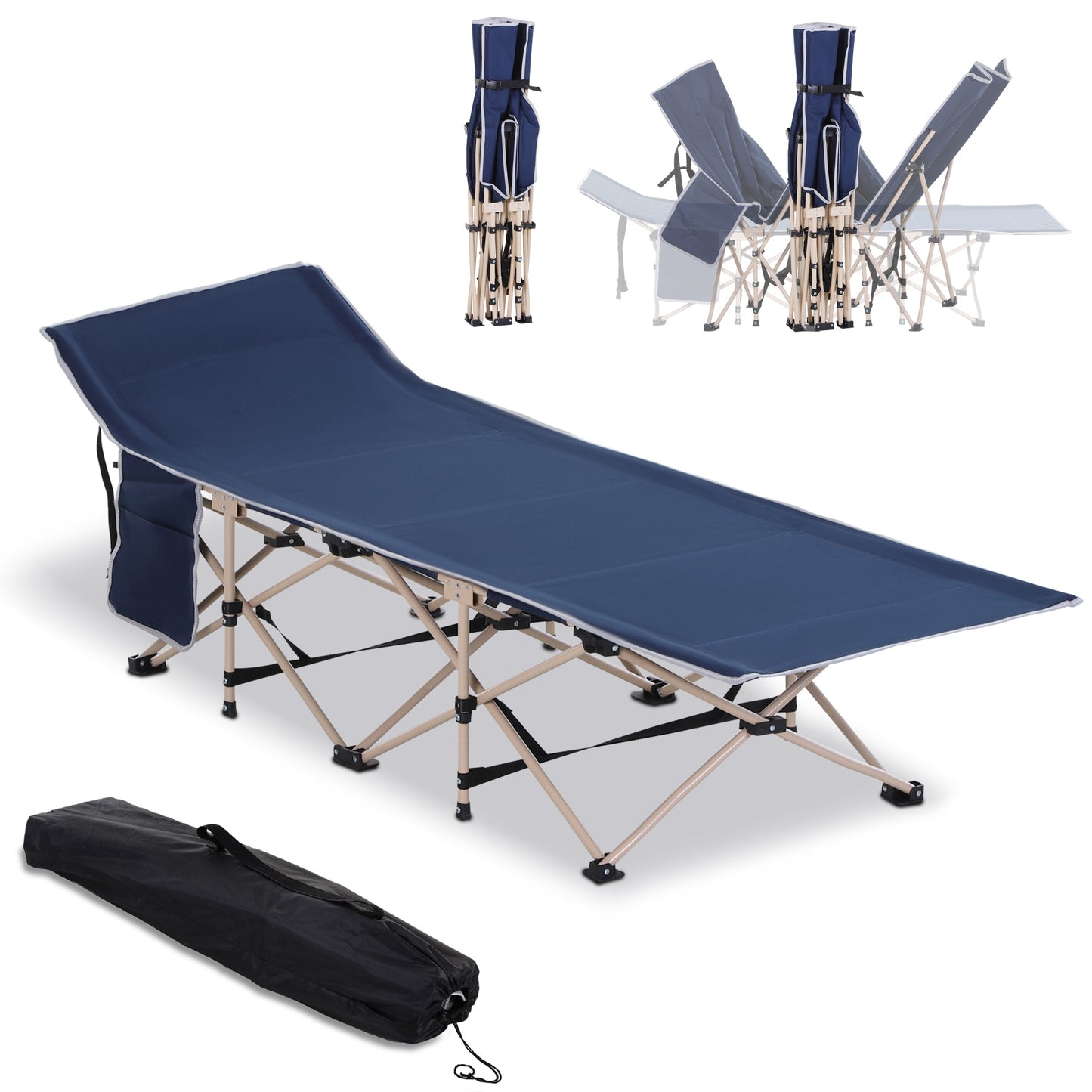 Single Person Camping Bed Folding Cot Outdoor Patio Portable