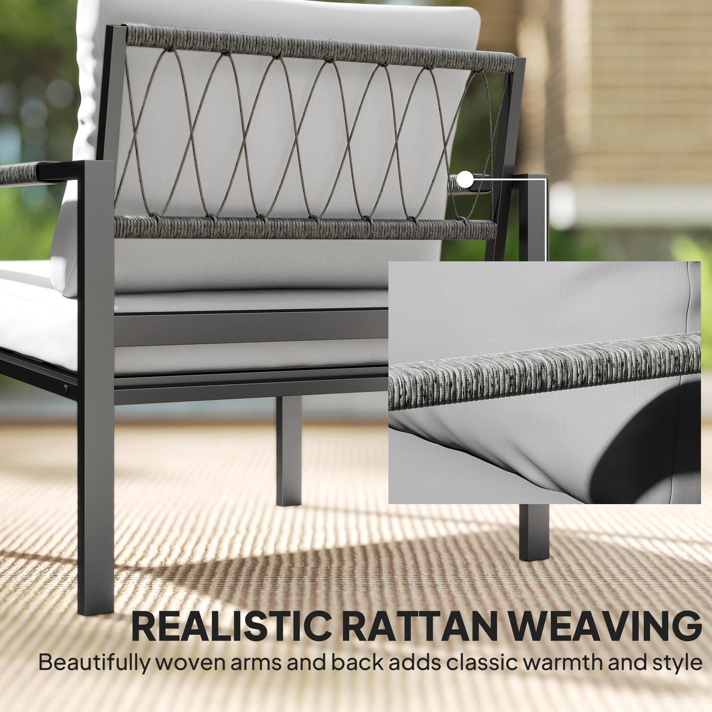 5 Piece Metal Garden Furniture Sofa Set with Thickened Cushions