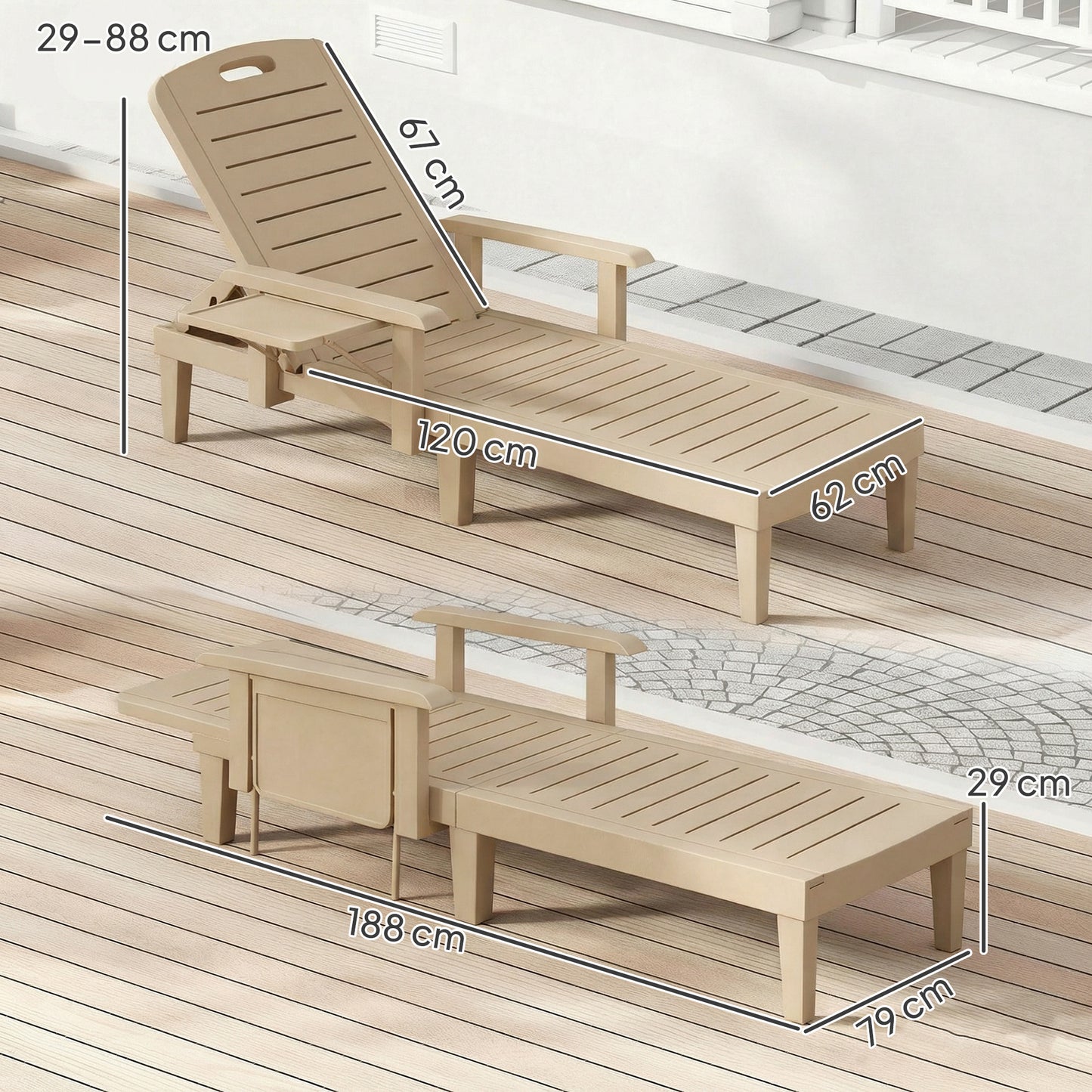 Set of 2 Reclining Sun Loungers
