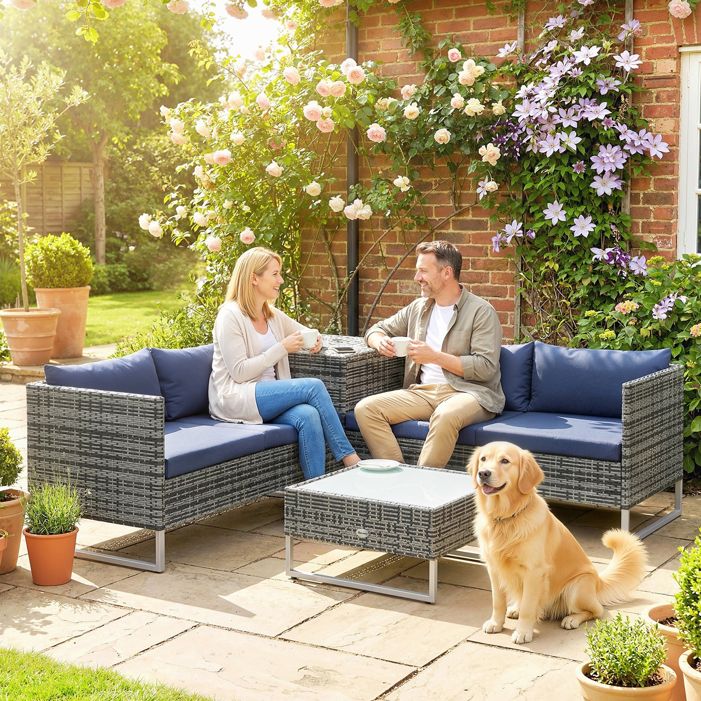4 Piece Rattan Garden Furniture Set