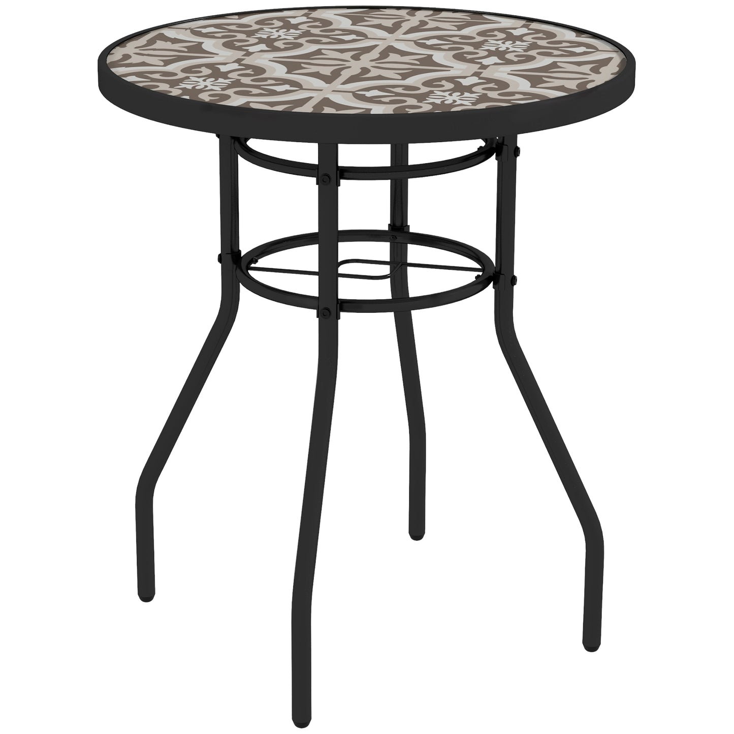 Φ60 Garden Table, with Glass Printed Tabletop