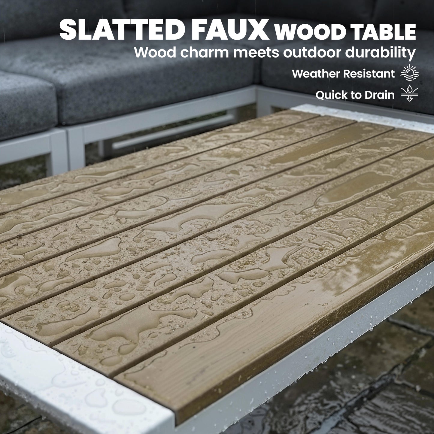 6 Seater Metal Garden Furniture Corner Sofa Set with 3 Loveseats