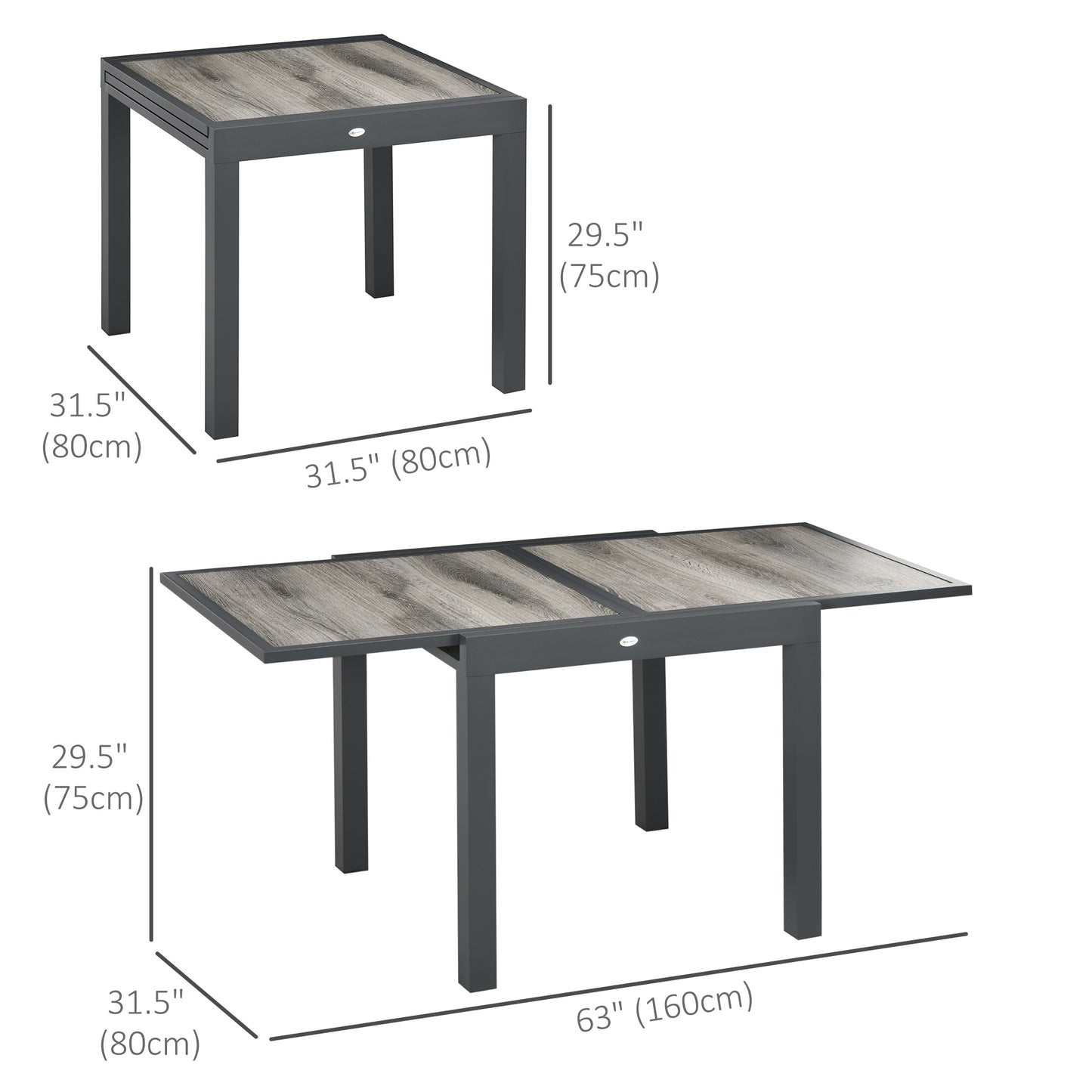 Extending Garden Table, Outdoor Dining Table for 6