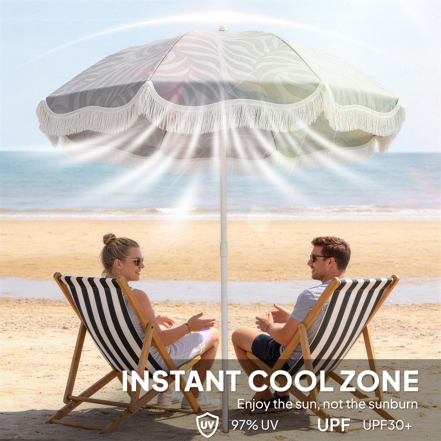 1.8 m Beach Umbrella Parasol with Sand Anchor