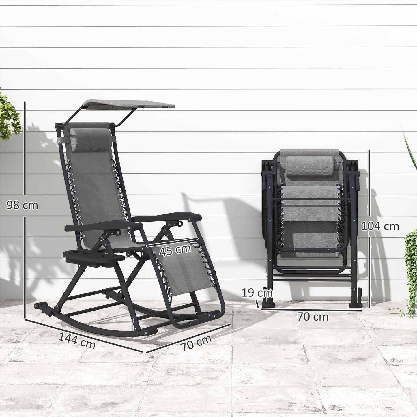 Garden Rocking Chair Folding Recliner Outdoor Adjustable Sun