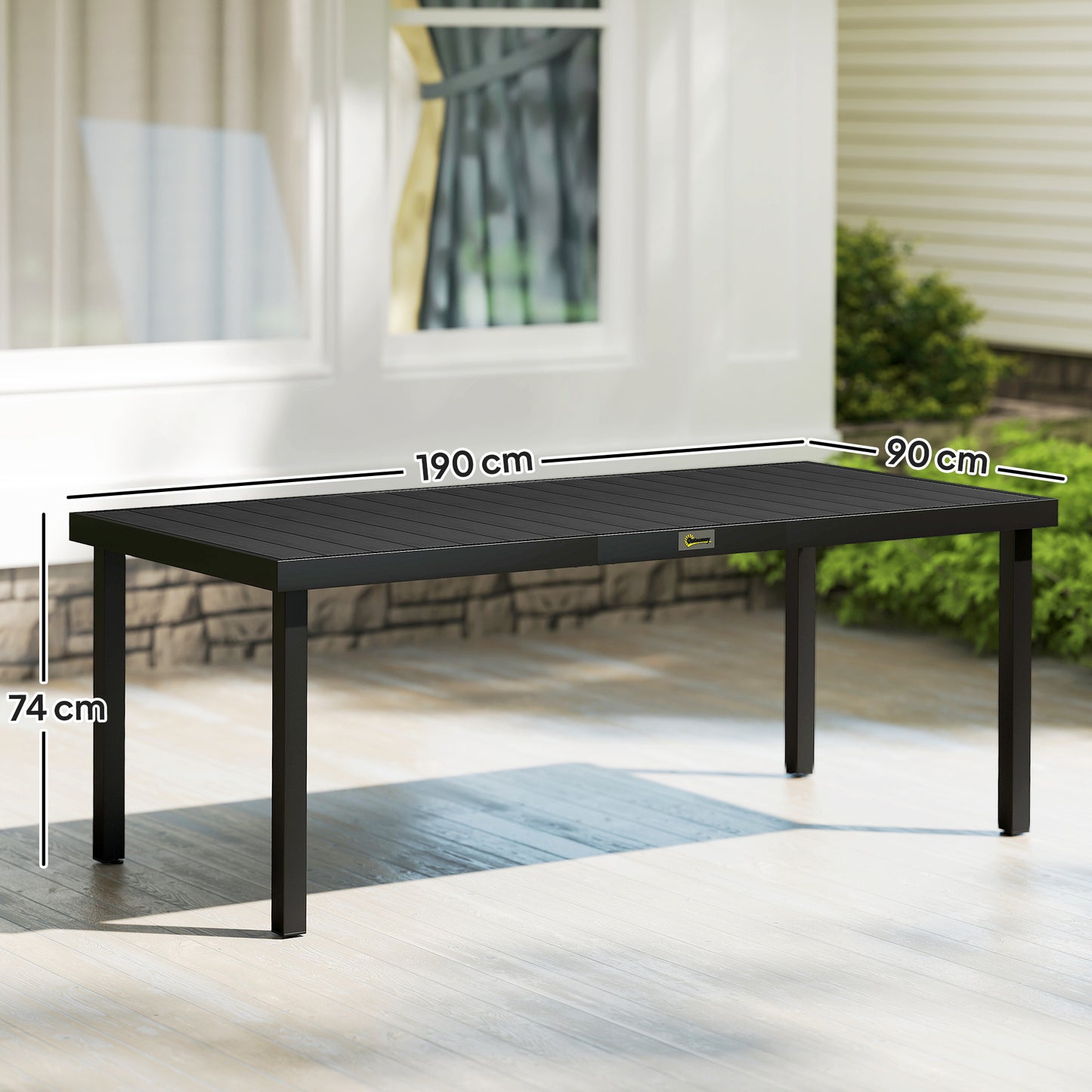 Aluminium Outdoor Garden Dining Table for 8 People, Faux Wood Top (1)