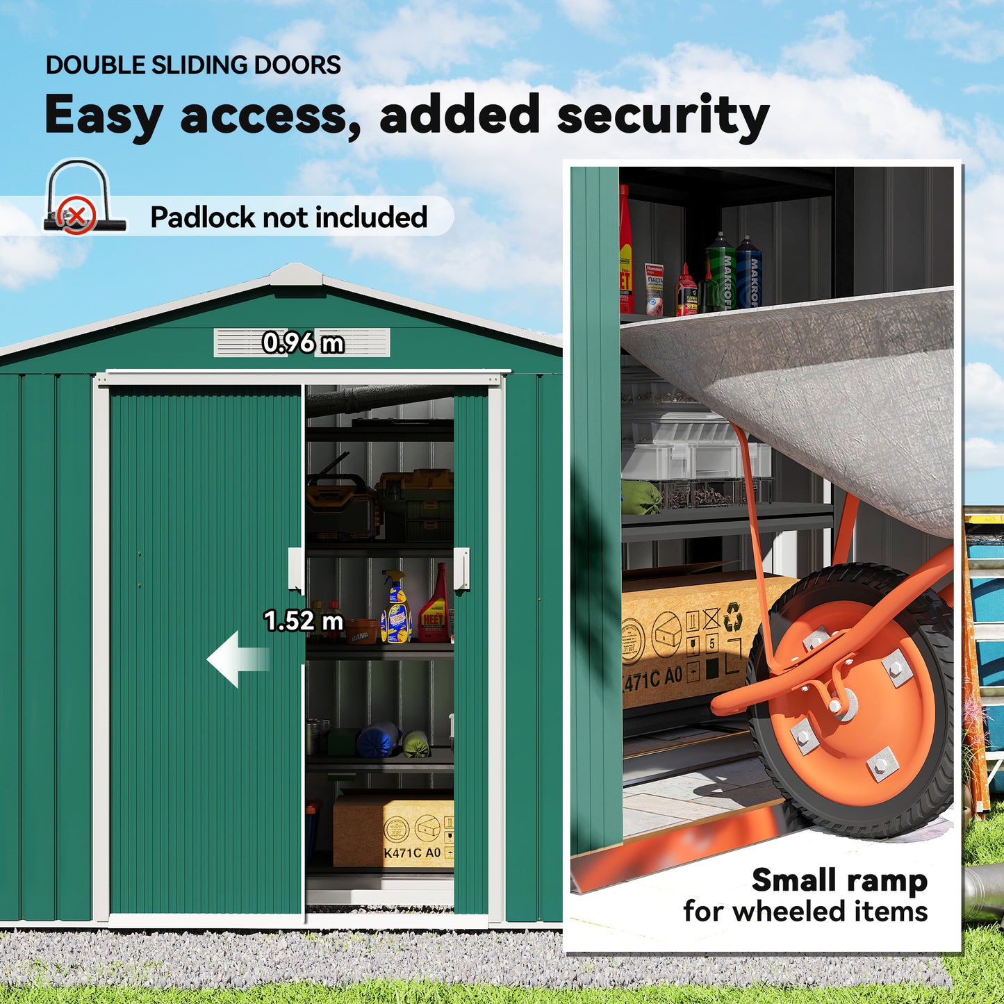 7 x 4ft Metal Garden Shed, Outdoor Storage Tool House
