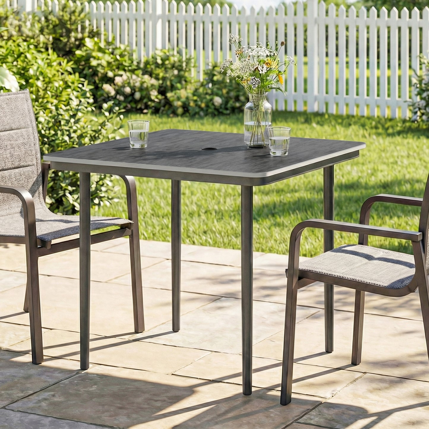 Garden Dining Table for 4, 85 cm Square Outdoor Table