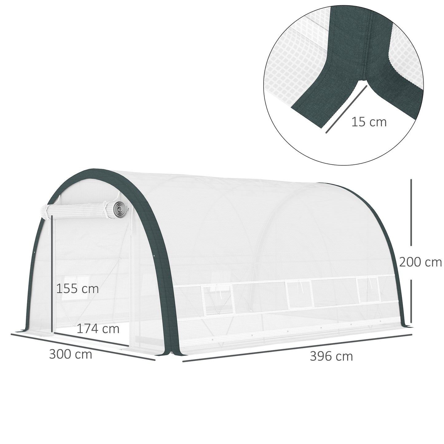 4 x 3(m) Walk-In Tunnel Greenhouse, with Accessories