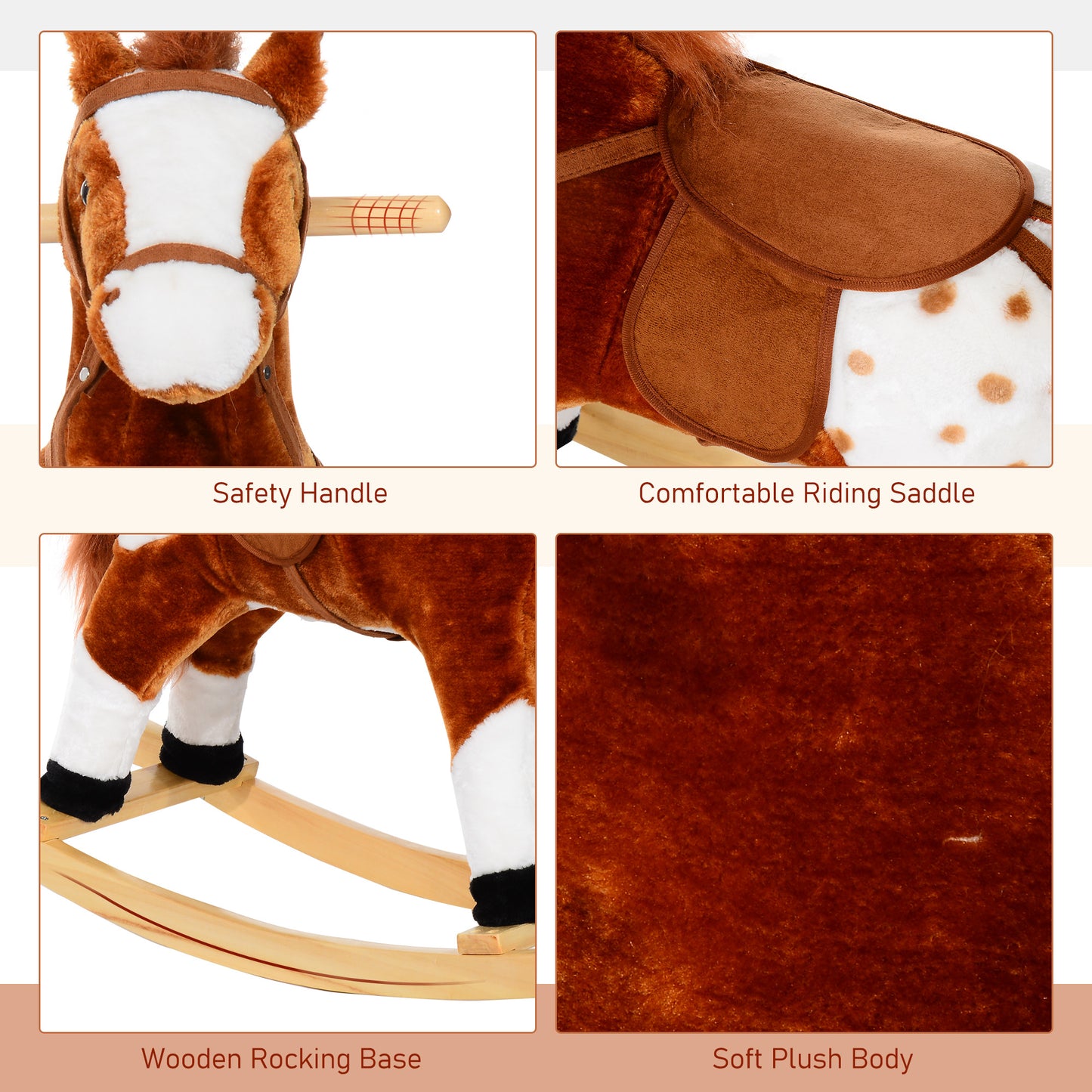 Baby Rocking Horse Plush Ride on Animals Rocker