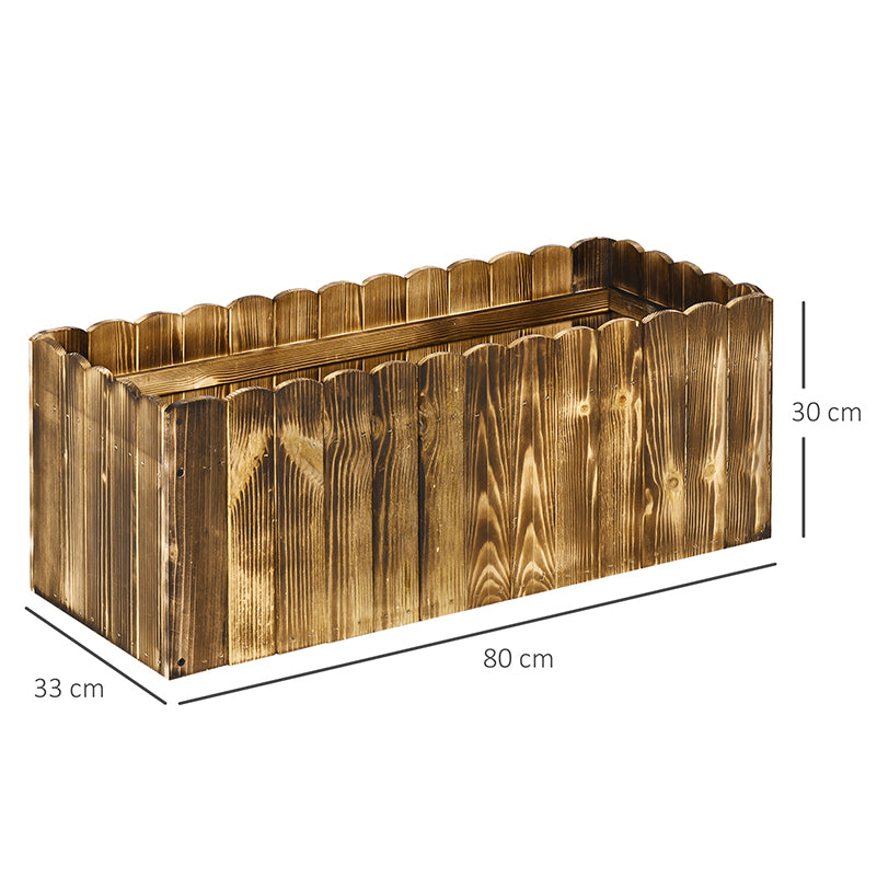 70L Raised Garden Bed, Wooden Rectangle Planter Box