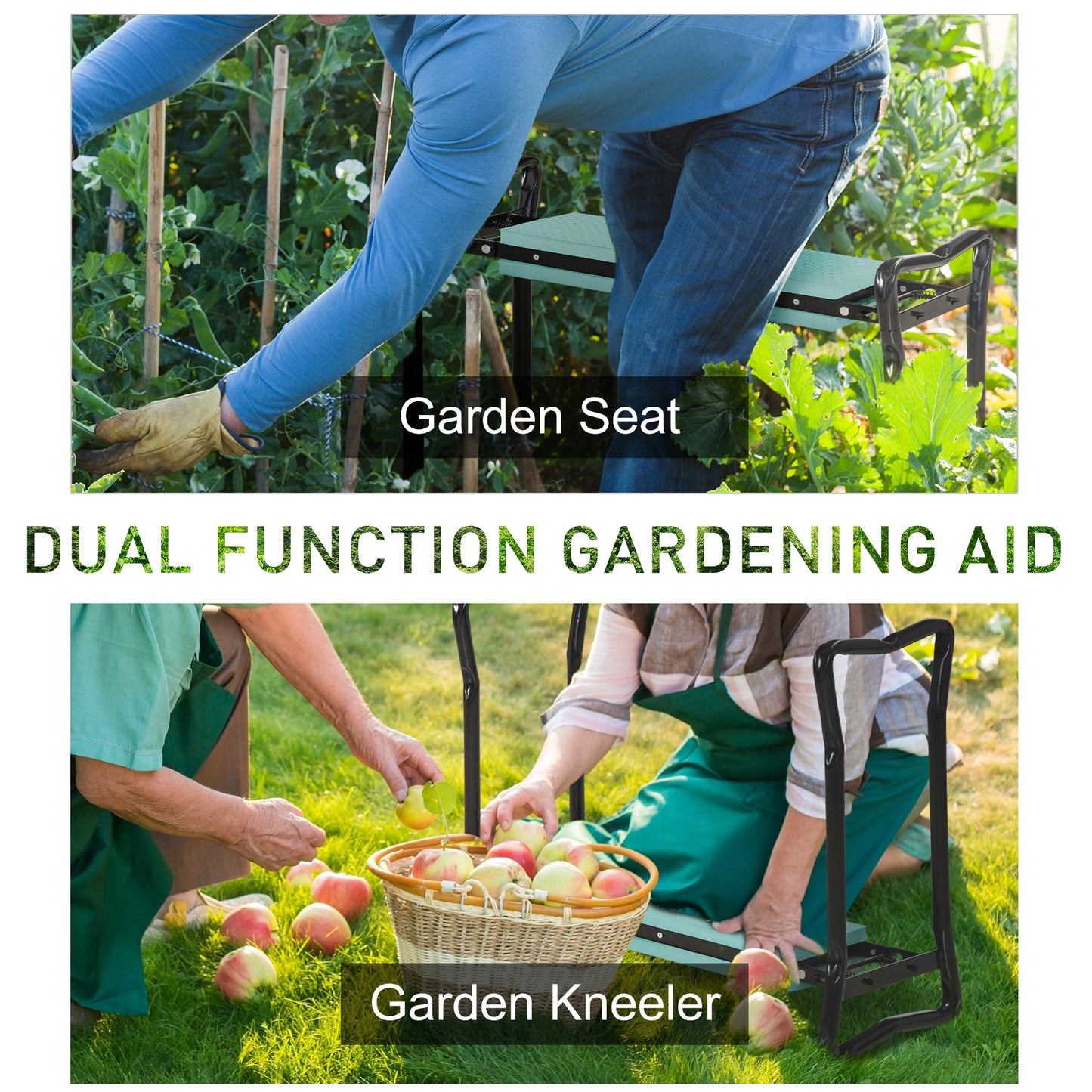 2 In 1 Garden Kneeler Seat Kneeling Pad Support Bench Foldable Knee