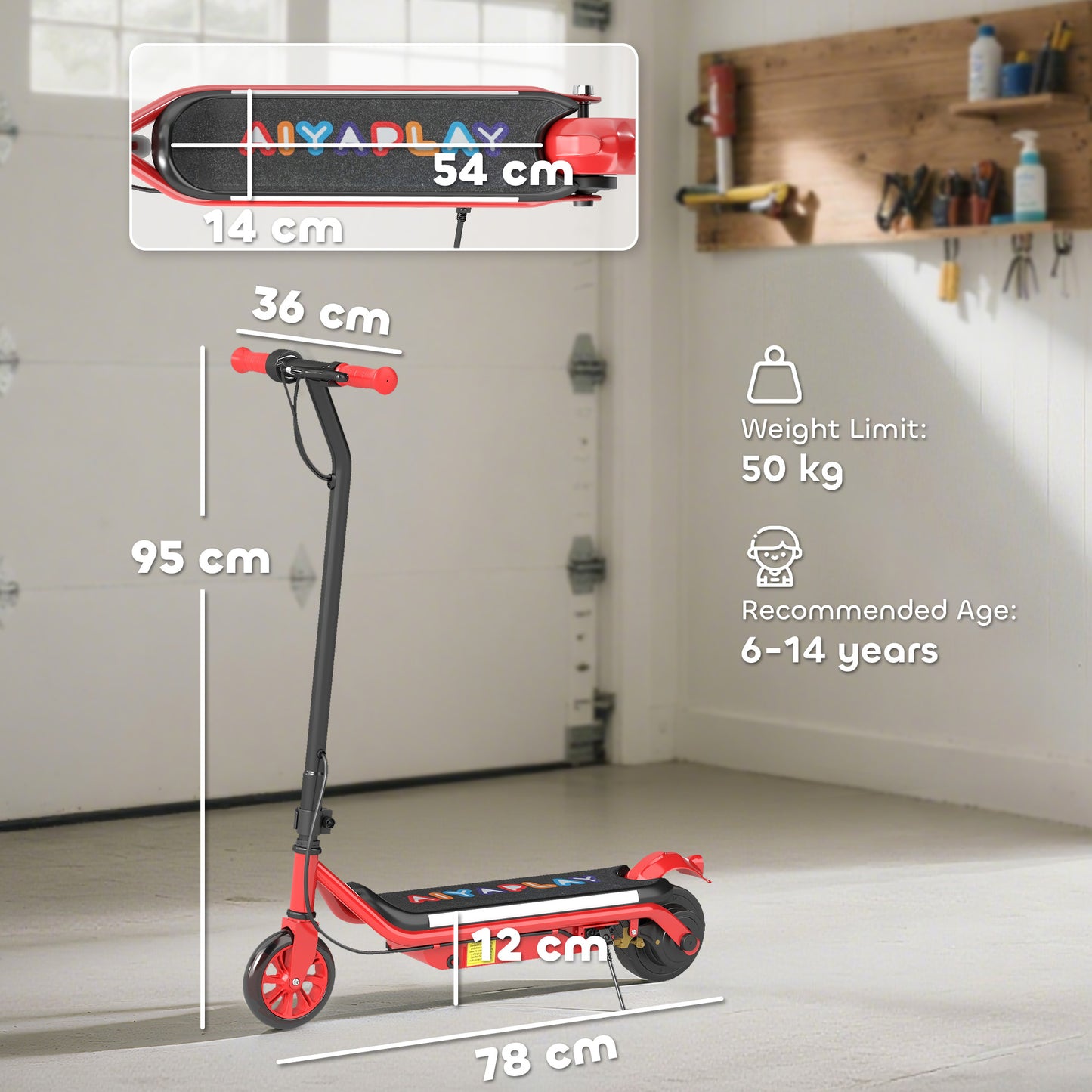 Electric Scooter for Kids Aged 6-14 Years, with Colourful Lights