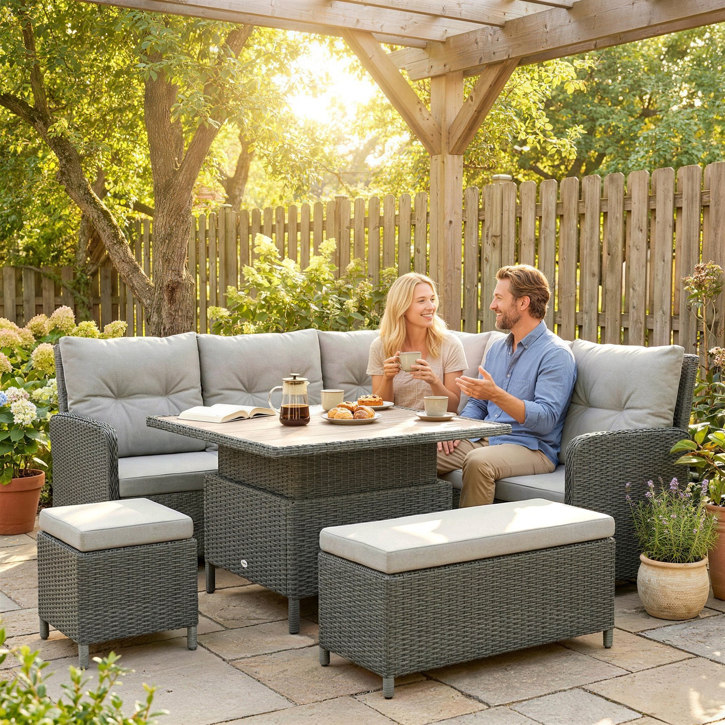 6 Pieces Outdoor PE Rattan Garden Furniture (1)