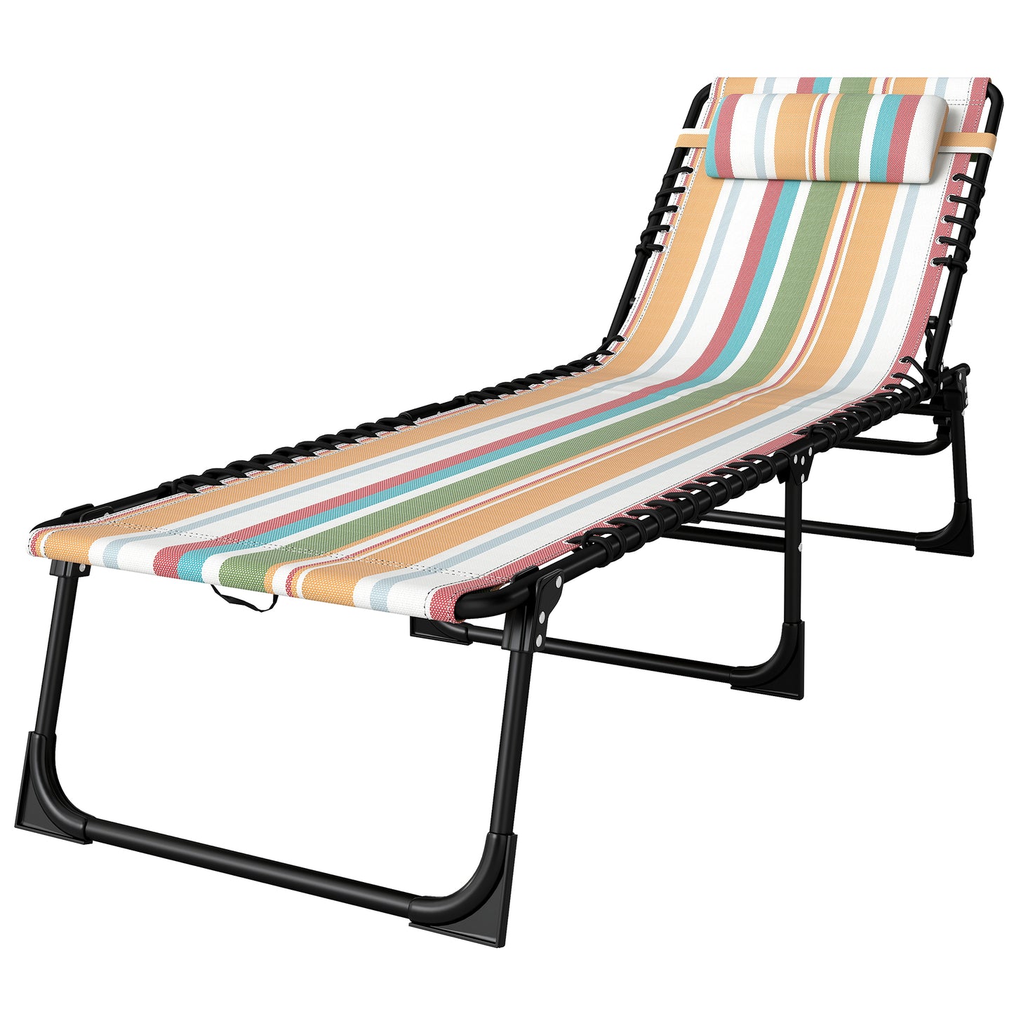 Folding Sun Lounger Beach Chaise Chair Garden Reclining Cot Camping