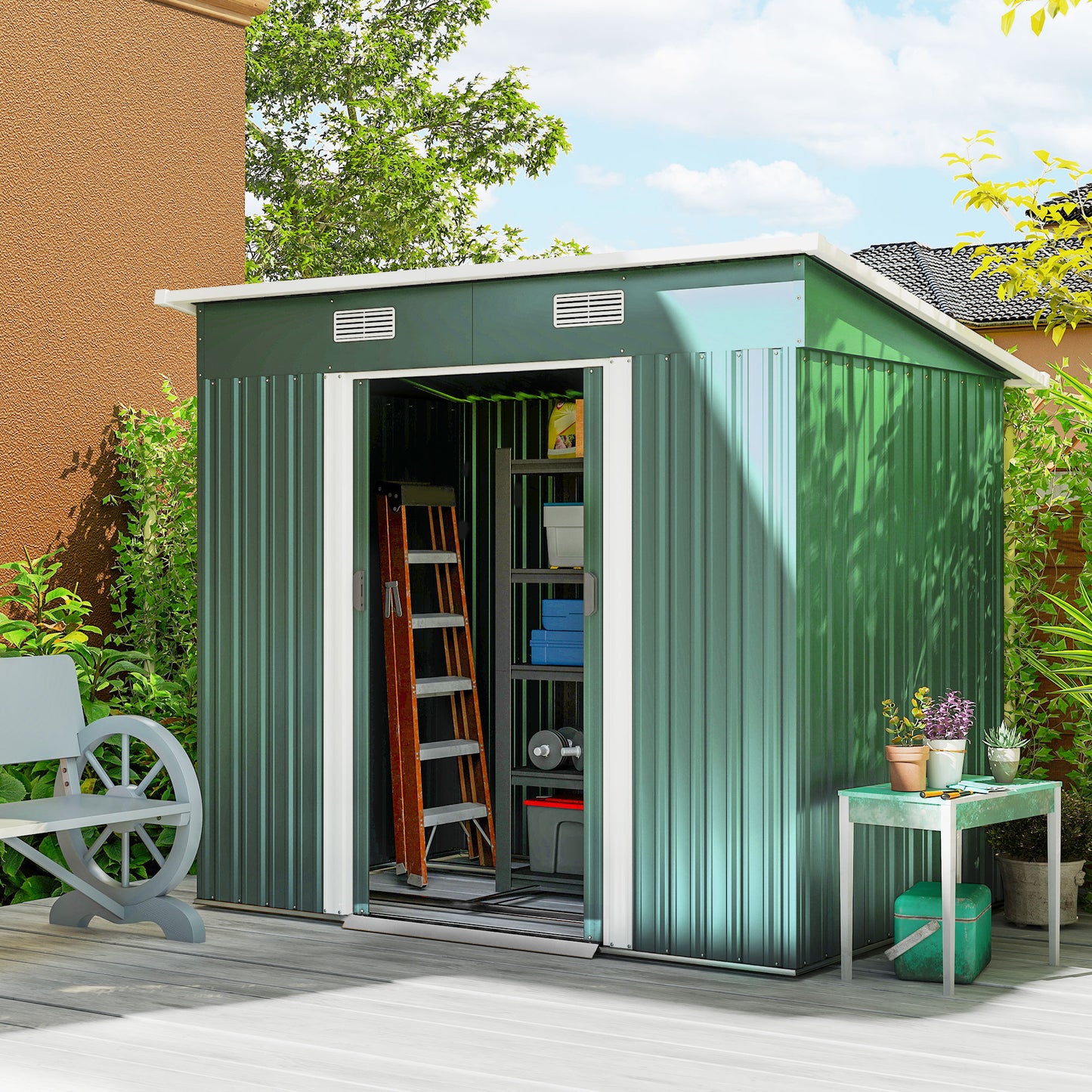 7 x 4ft Outdoor Storage Shed with Foundation Kit