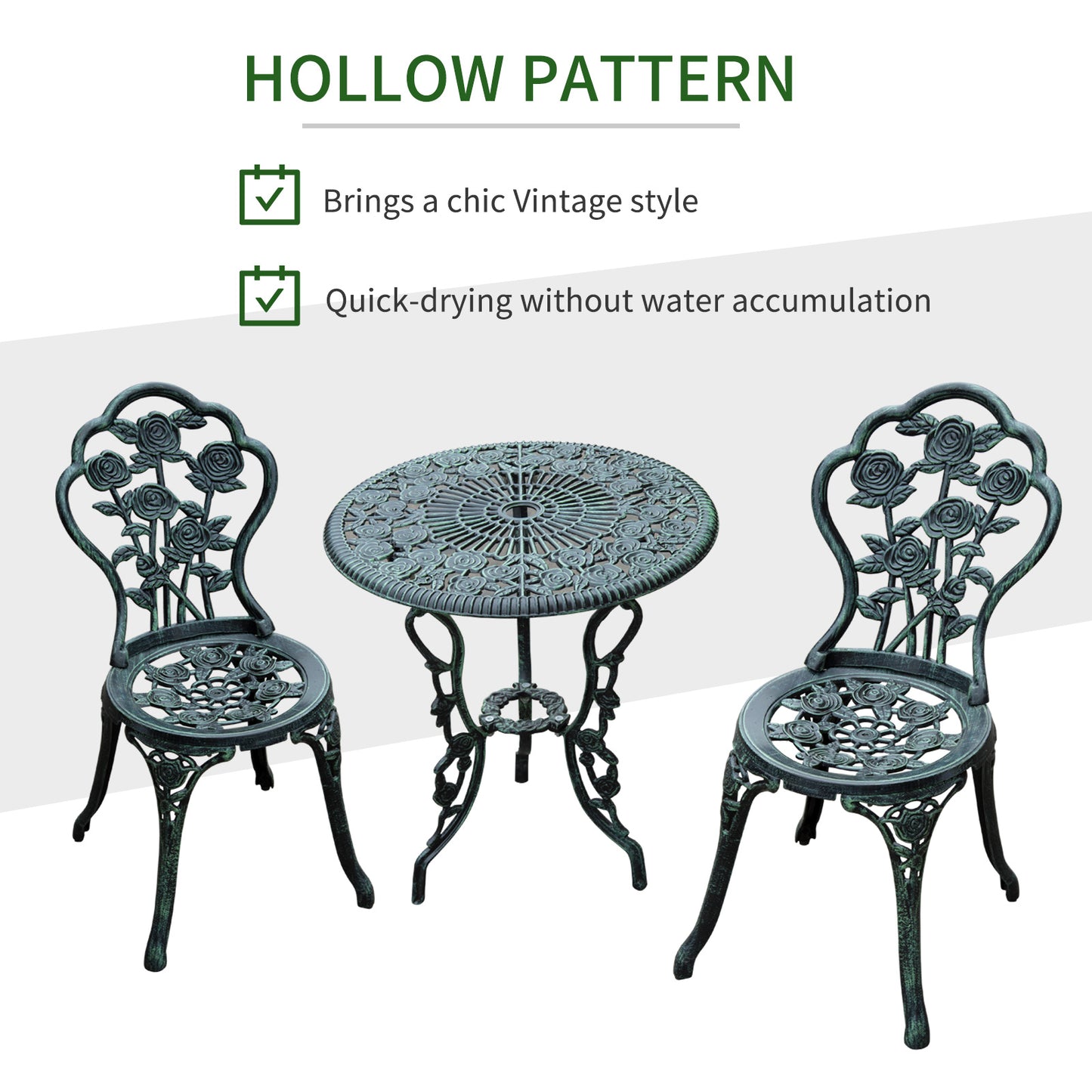 Cast Aluminium Outdoor Patio Garden Bistro Elegant Design Table